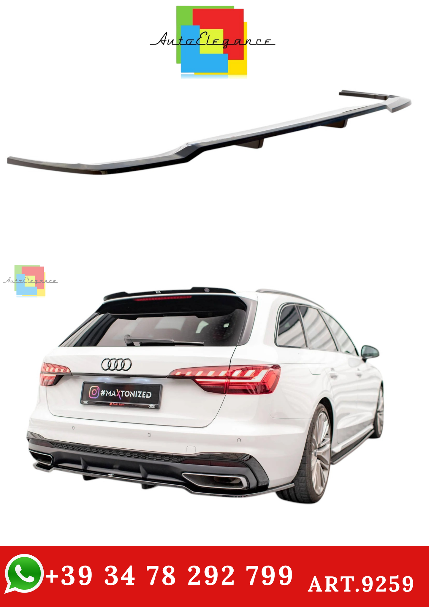 🔥ART.9259 SPLITTER POSTERIORE V.1 ADATTO PER AUDI A4 S-LINE B9 FACELIFT🔥