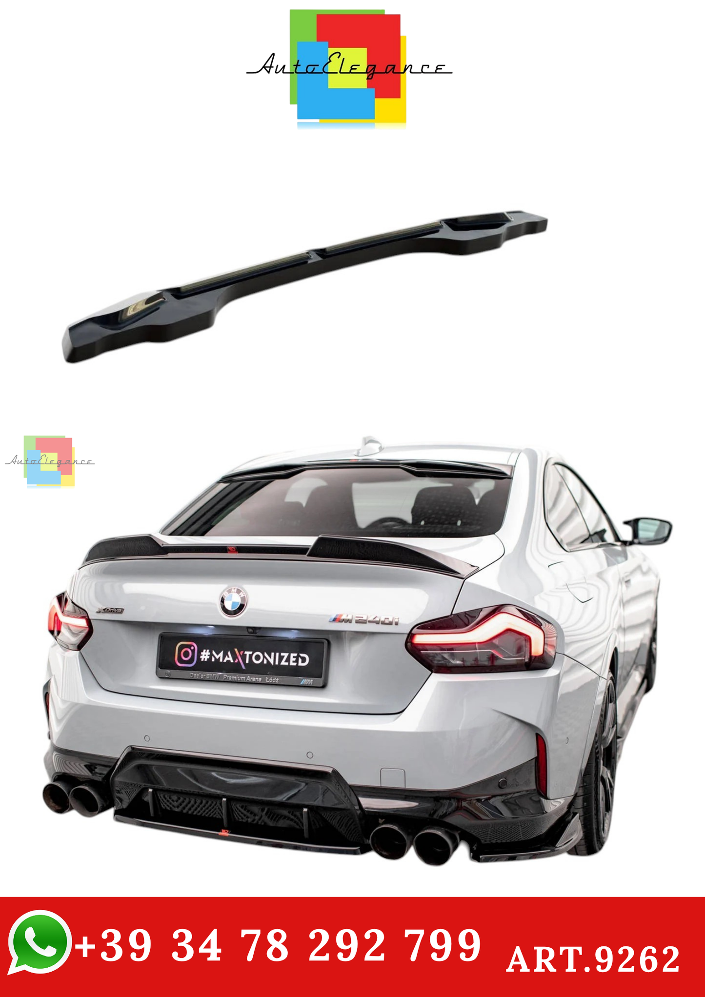 🔥ART.9262 SPLITTER POSTERIORE ADATTO PER BMW SERIE 2 COUPE M240i G42🔥