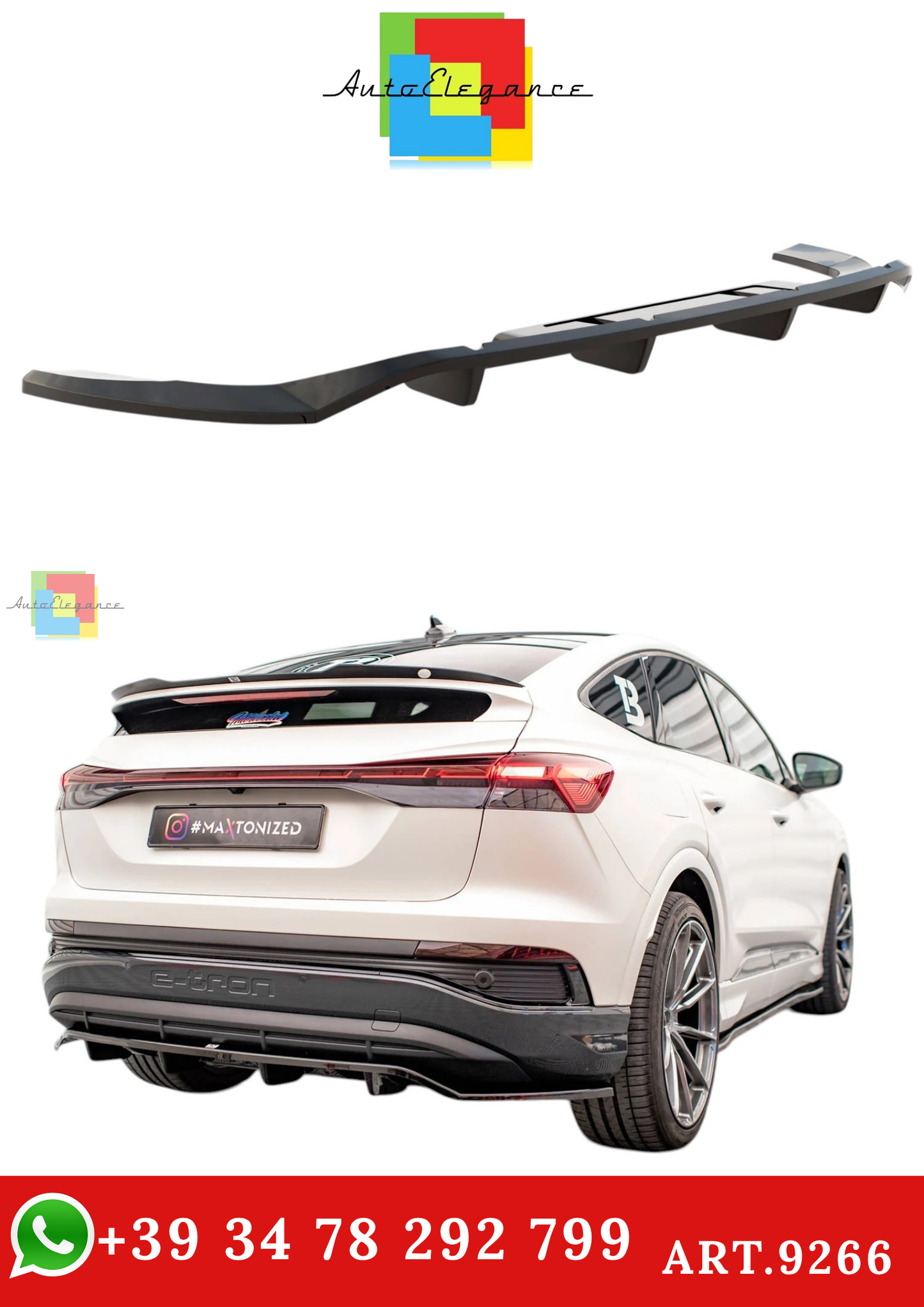 🔥ART.9266 SPLITTER POSTERIORE ADATTO PER AUDI Q4 E-TRON SPORTBACK S-LINE Mk1🔥