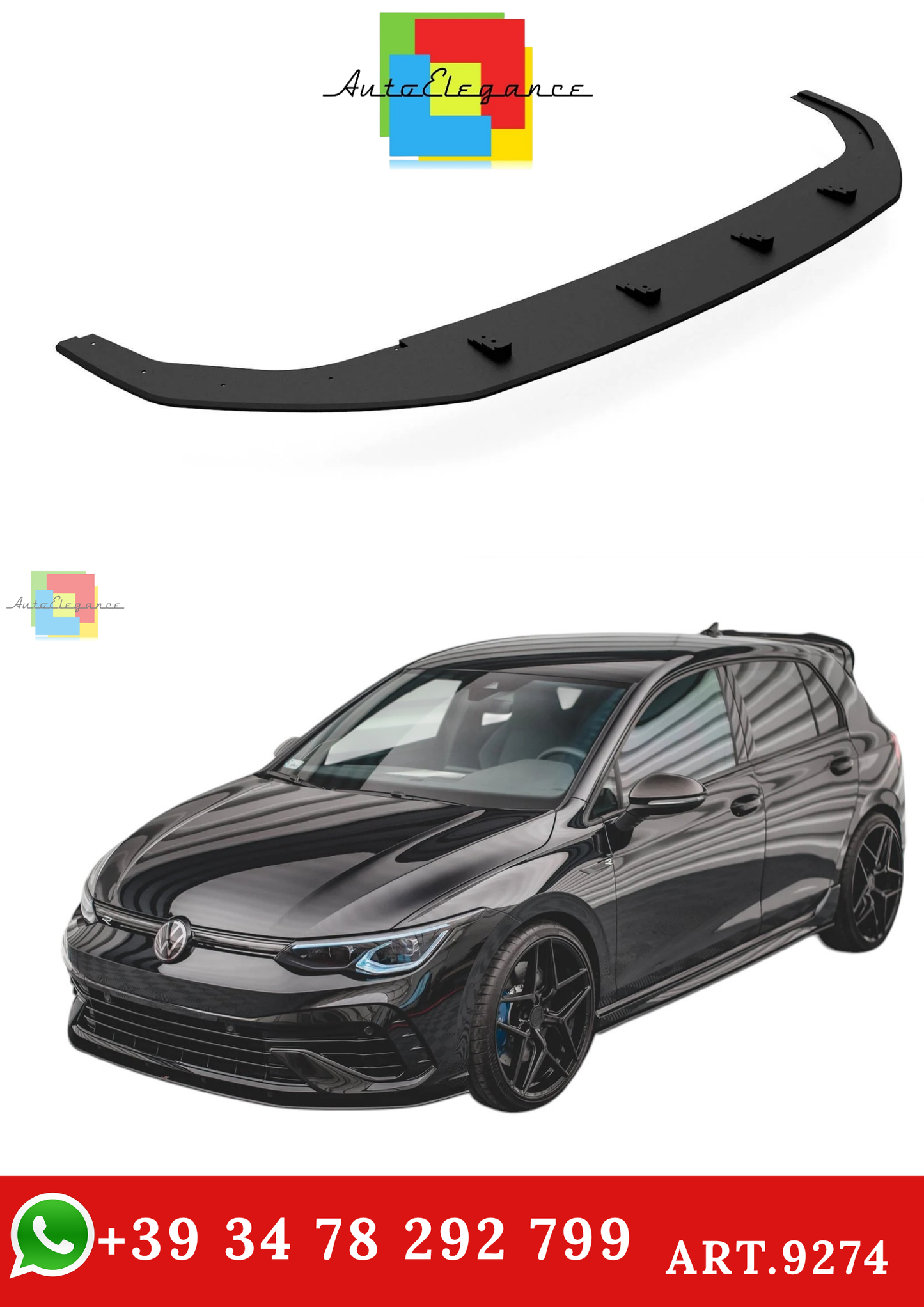 🔥ART.9274 SPLITTER ANTERIORE ADATTO PER STREET PRO PER VW GOLF R MK8🔥