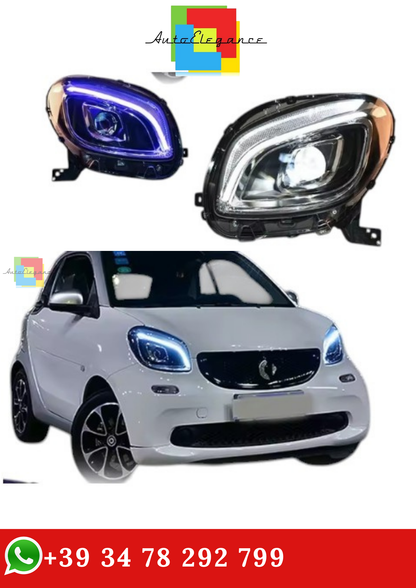 🔥FARI ANTERIORI PER SMART 453 2015-2019, LUCE BLU, GRUPPO OTTICO FULL LED🔥