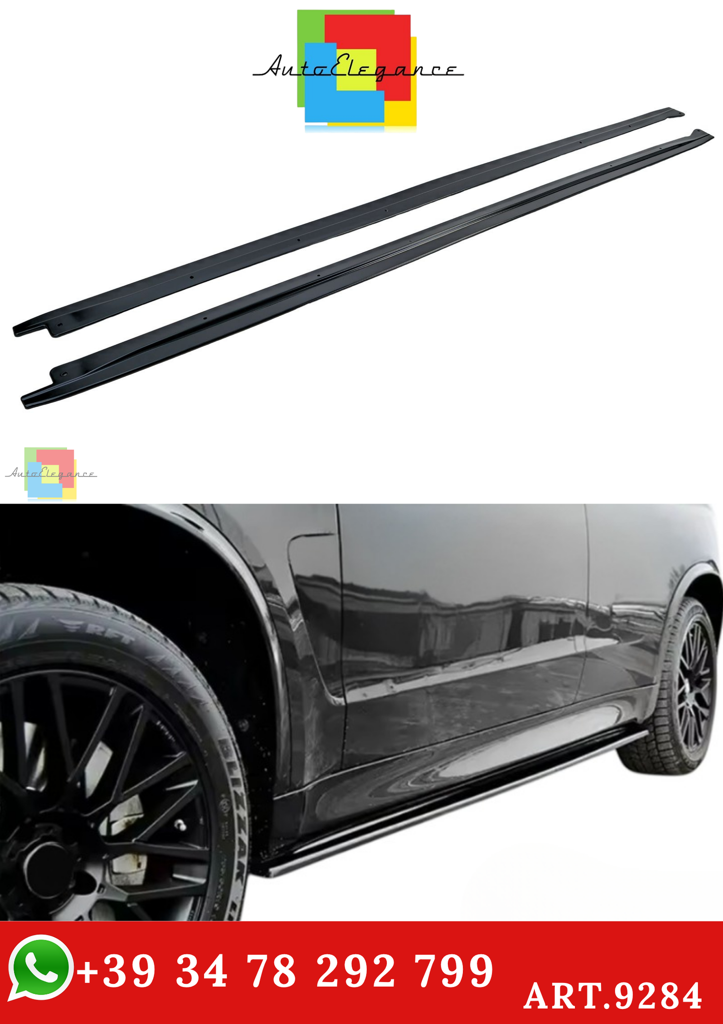 🔥ART.9284 MINIGONNE LATERALI IN LOOK NERO LUCIDO ADATTO PER BMW X5 F15 13-18🔥