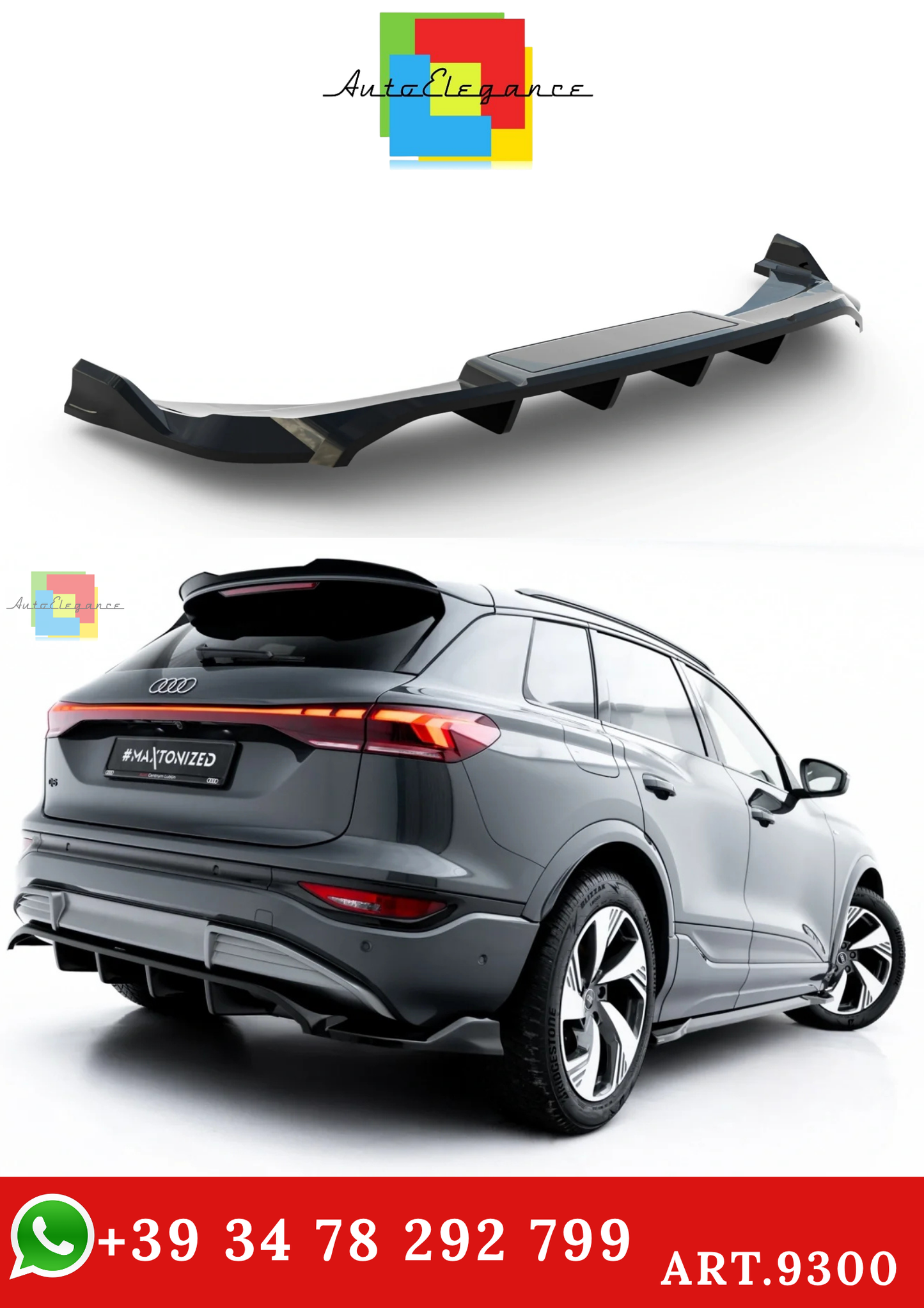 🔥ART.9300 SPLITTER POSTERIORE AUDI Q6 E-TRON S-LINE / SQ6 SUV / SPORTBACK Mk1🔥