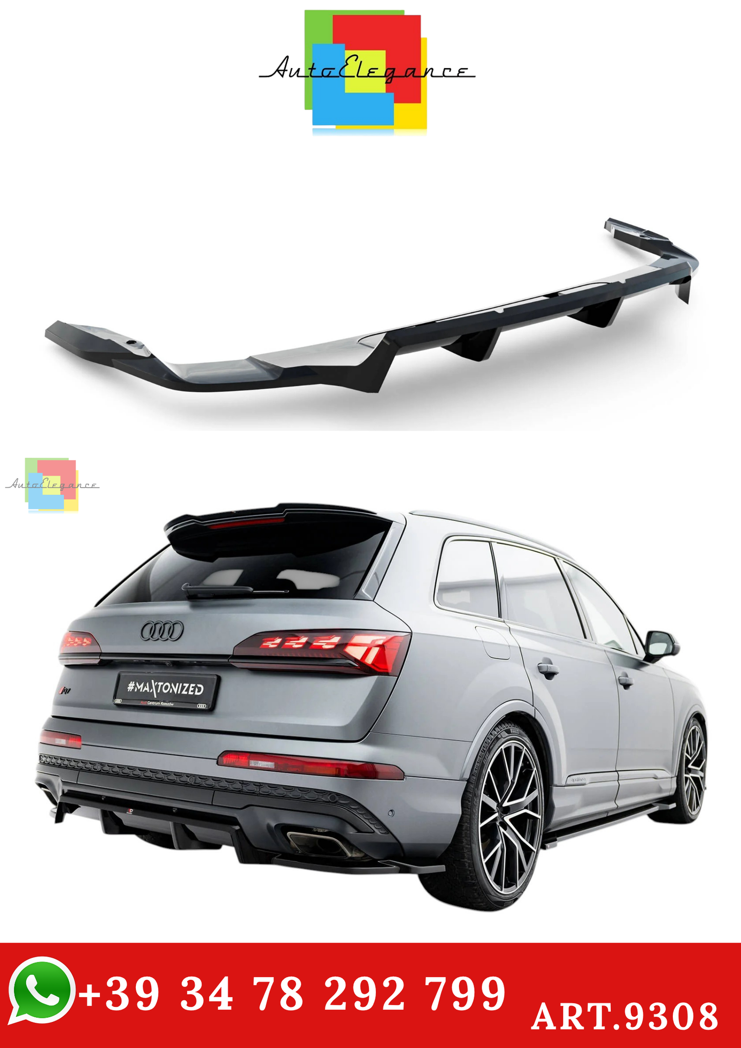 🔥ART.9308 SPLITTER POSTERIORE ADATTO PER AUDI Q7 S-LINE Mk2 FACELIFT 2🔥