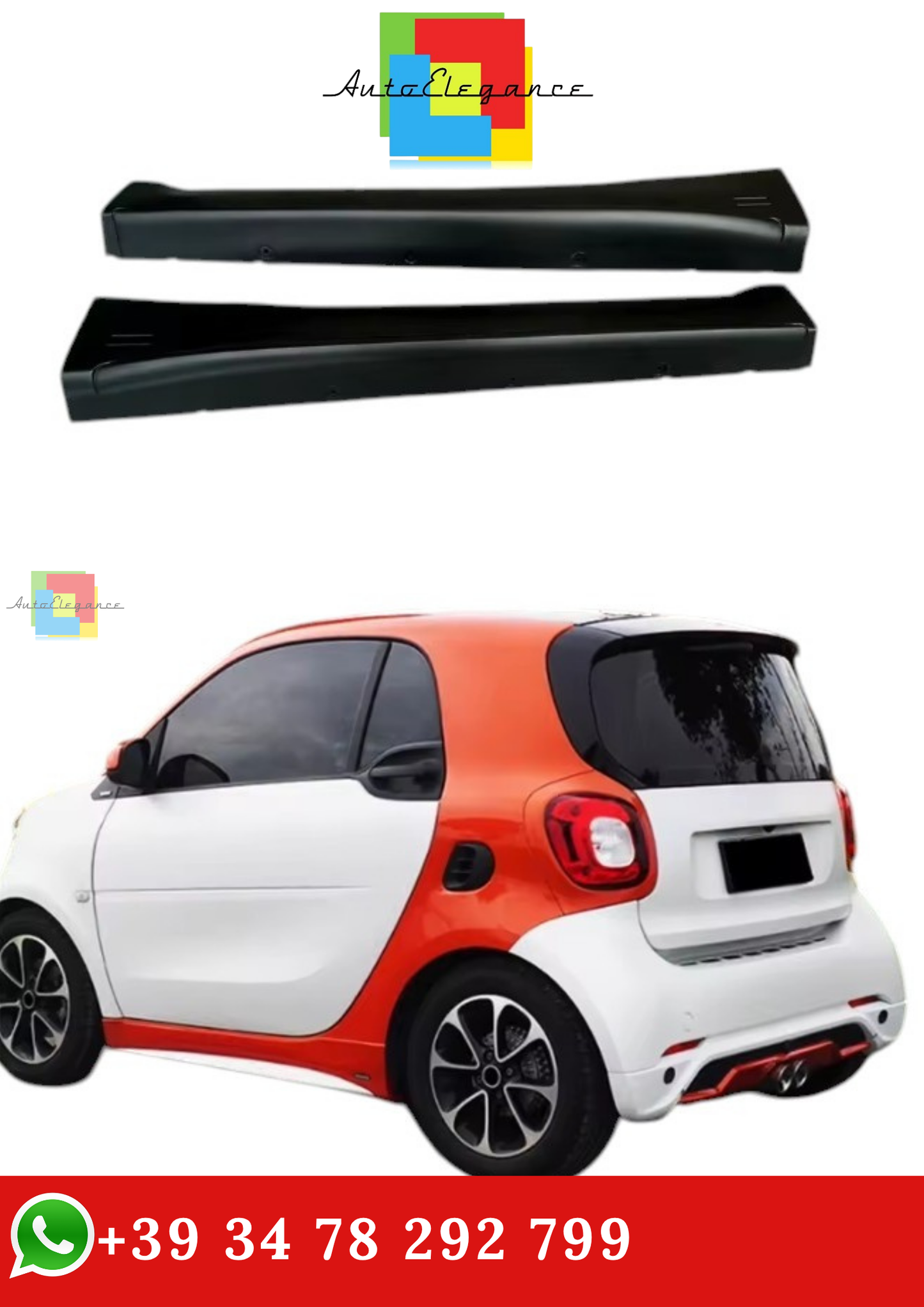 🔥MINIGONNA LATERALE NON VERNICIATA INTORNO PER SMART FORTWO 2 PORTE 453🔥