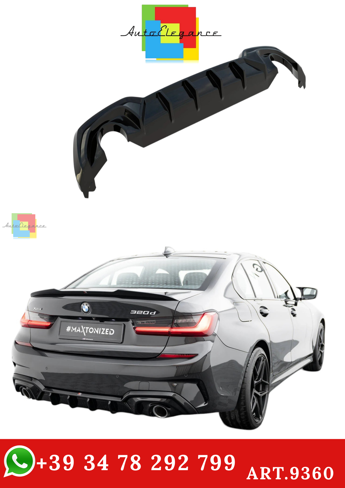 🔥ART.9360 DIFFUSORE PER BMW 3 M-PACK G20 / G21 (CON VETTURE GANCIO DI TRAINO)🔥