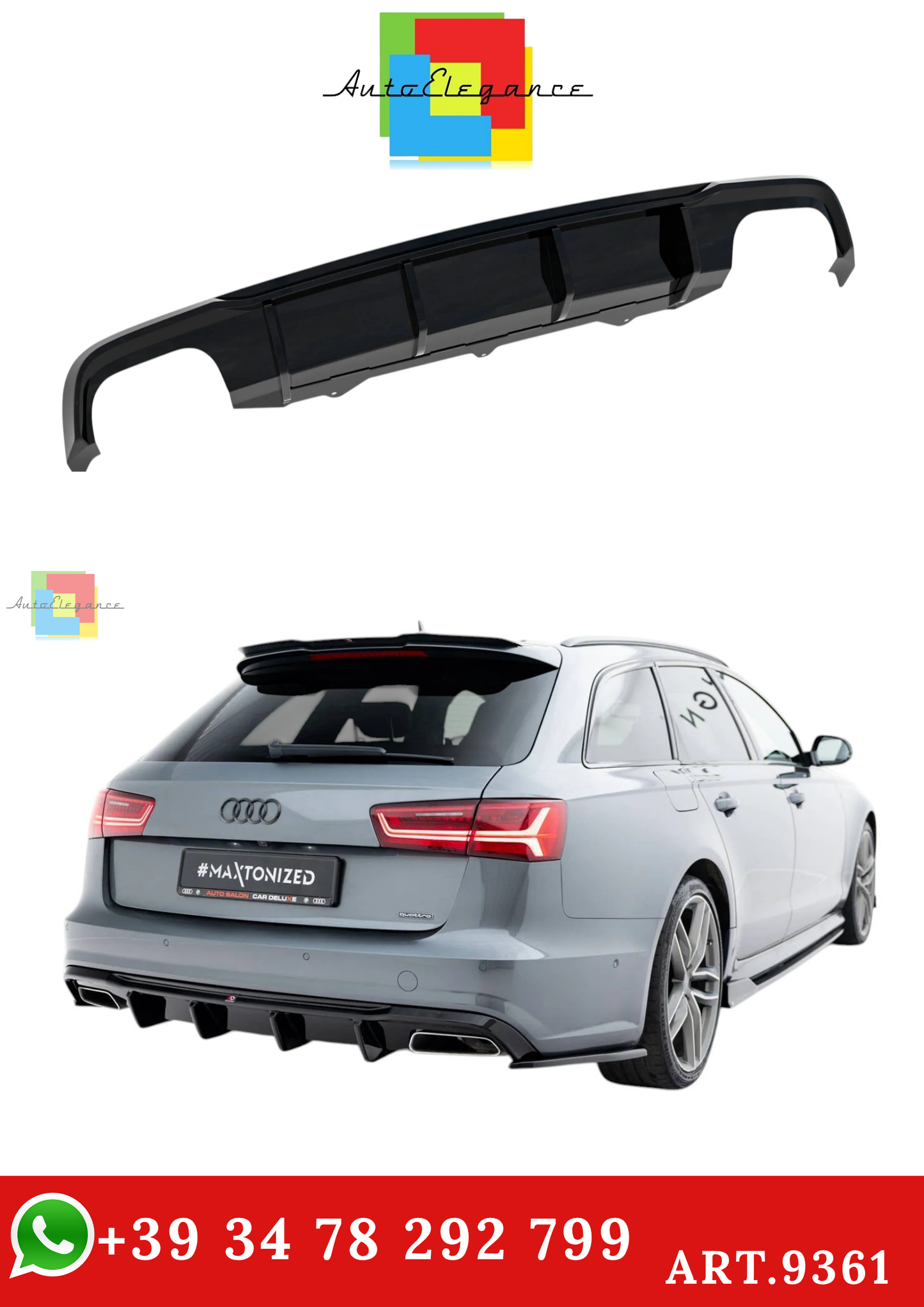 🔥ART.9361 SPLITTER POSTERIORE V.2 PER AUDI A6 / A6 C7 S-LINE / S6 C7 FACELIFT🔥