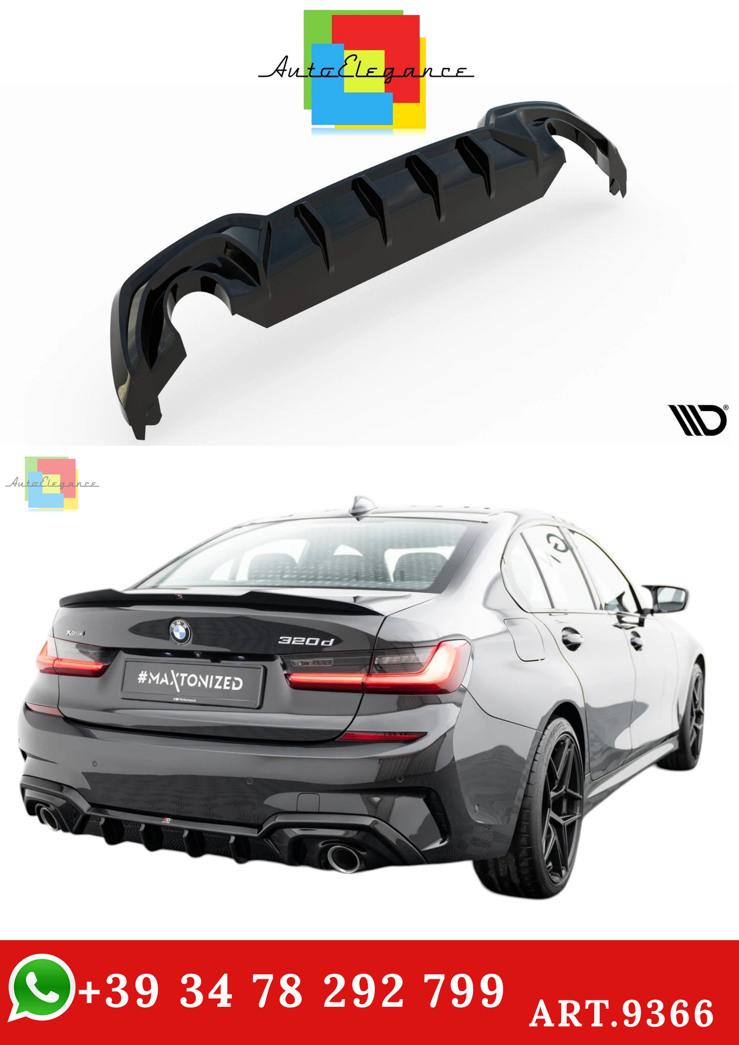 🔥ART.9366 SPLITTER POSTERIORE ADATTO PER BMW SERIE 3 M-PACK G20 / G21🔥