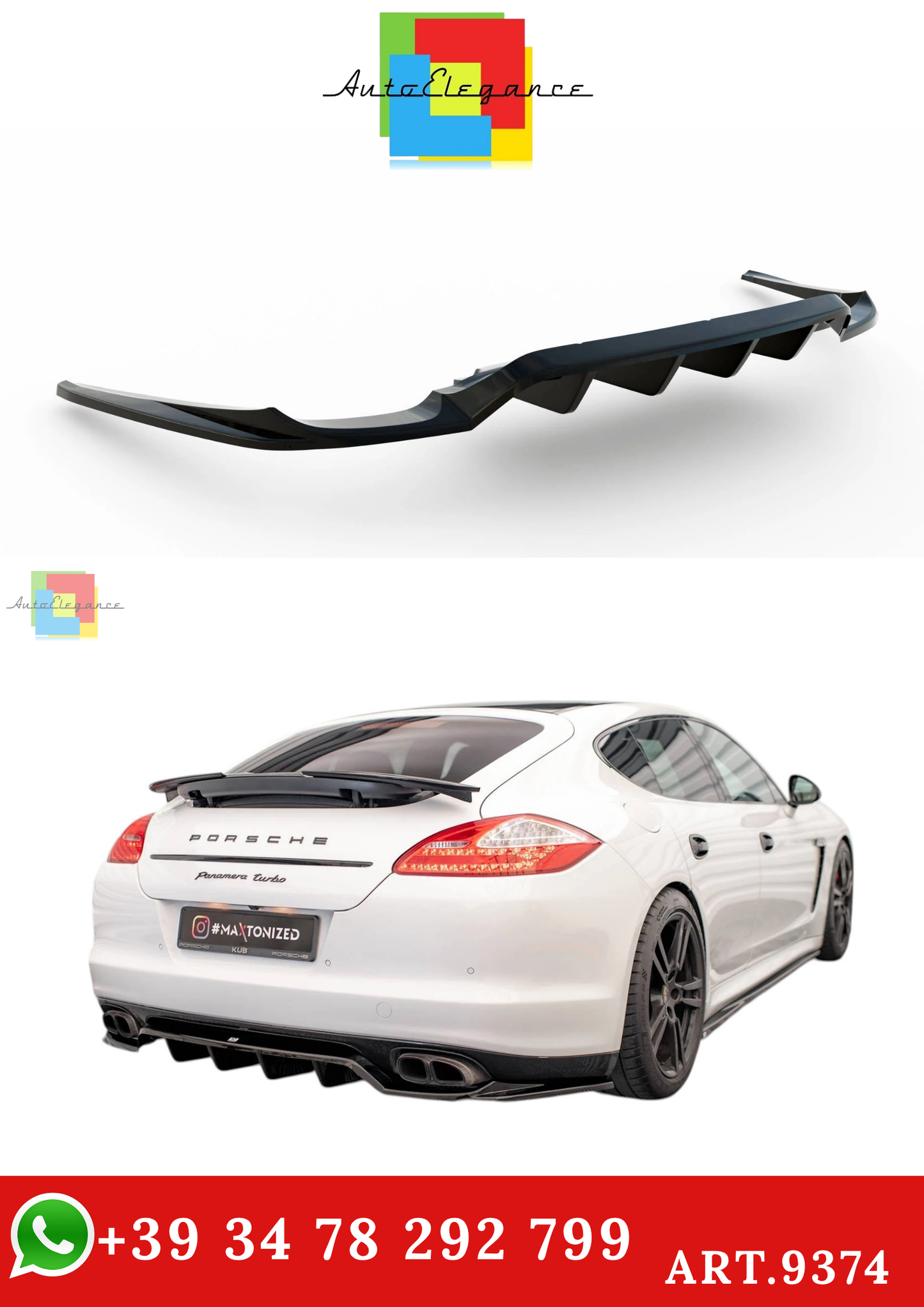 🔥ART.9374 SPLITTER POSTERIORE CON BARRE VERTICALI PORSCHE PANAMERA TURBO 970🔥