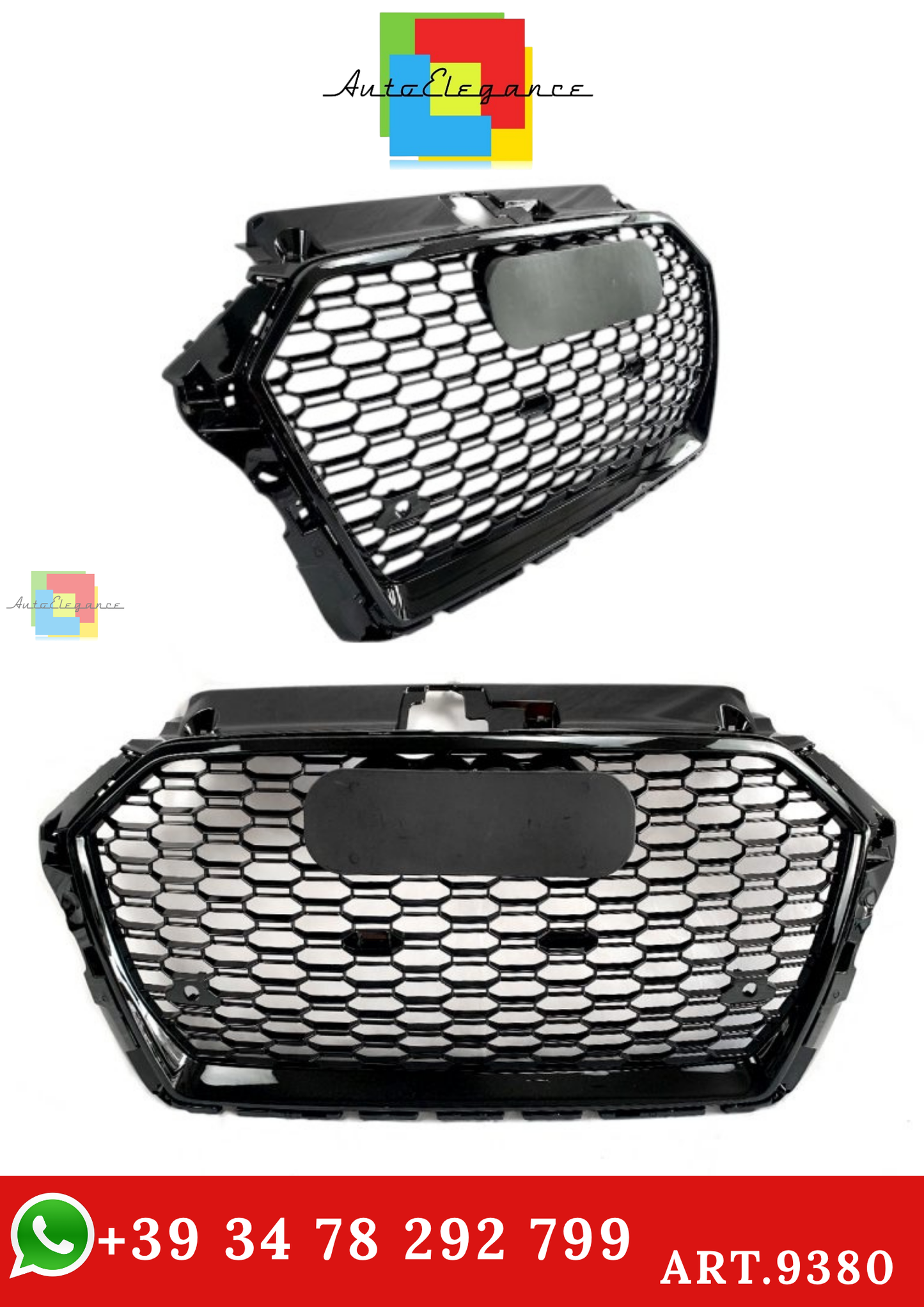 🔥ART.9380 GRIGLIA IN STILE RS3 PER AUDI A3 8V 15-18 SPORTBACK HATCHBACK SEDAN🔥