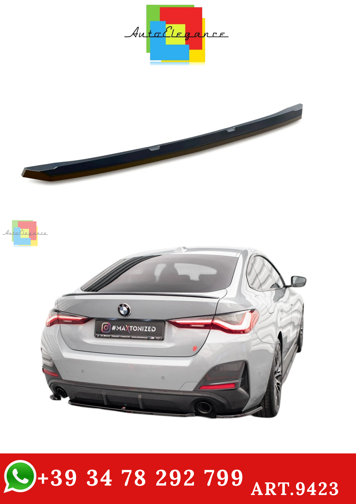 🔥ART.9423 SPLITTER POSTERIORE PER BMW SERIE 4 GRAN COUPE M-PACK G26🔥
