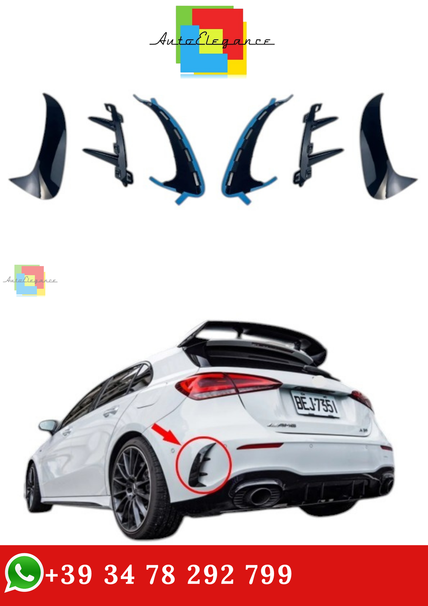 🔥COPPIA DI ALETTE POSTERIORI PER MERCEDES BENZ W177 AMG LINE HATCHBACK 2019🔥