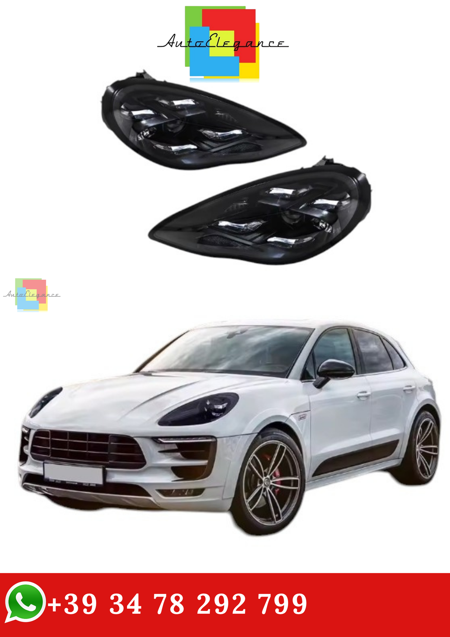 🔥COPPIA DI FARI A LED CON LENTE PROIETTORE PER PORSCHE MACAN 95B.1 14-17🔥