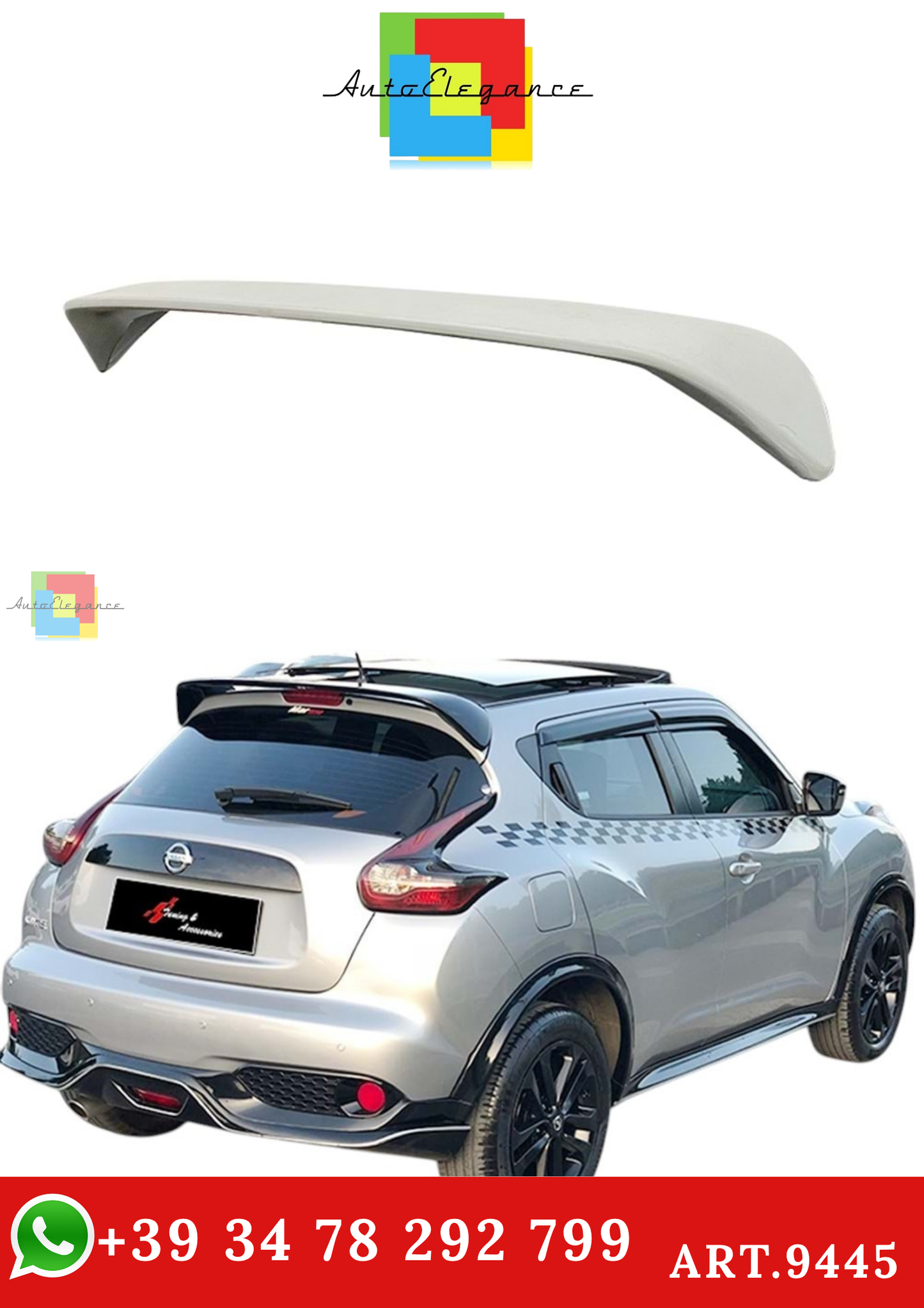 🔥ART.9445 SPOILER TETTO JUKE RACE IN FIBRA DI VETRO CON PRIMER 10-19🔥