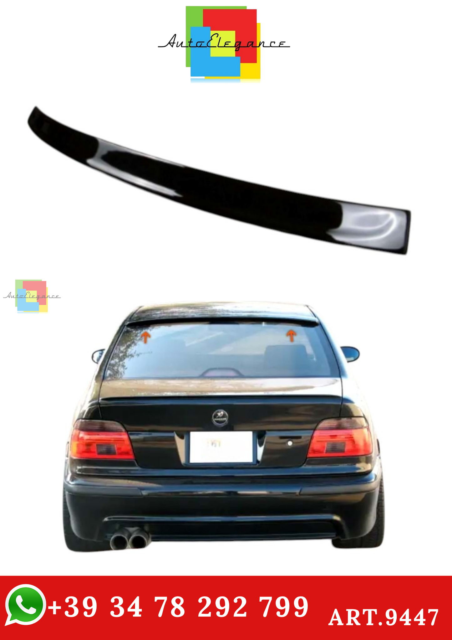 🔥ART.9447 SPOILER PER TETTO BMW E39, NERO LUCIDO, IN ABS / 1995 - 2003🔥