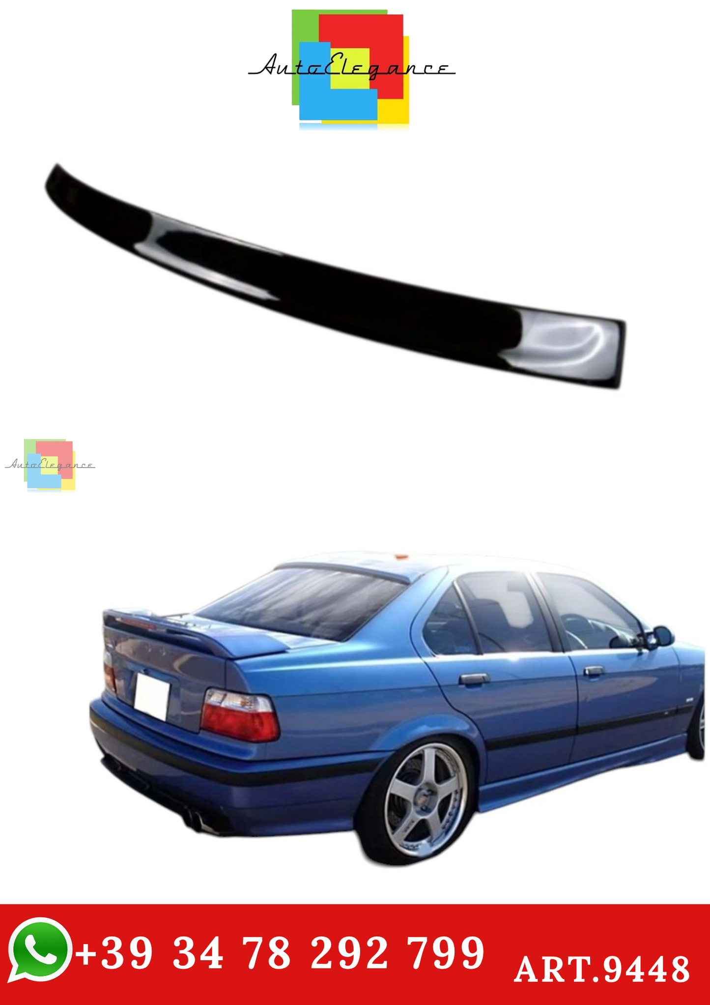 🔥ART.9448 SPOILER TETTO POSTERIORE BMW E36 CAM IN ABS NERO LUCIDO / 95 - 03🔥