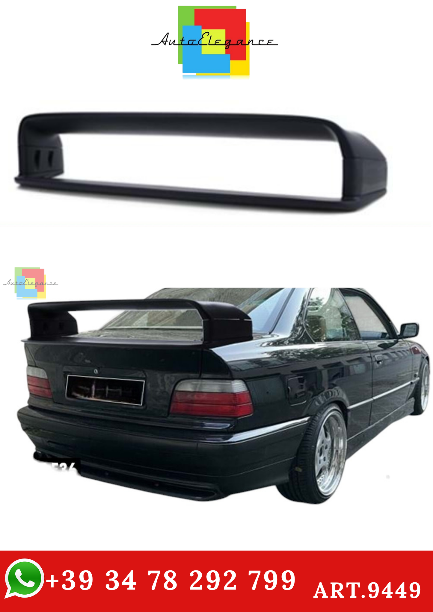 🔥ART.9449 SPOILER POSTERIORE PER BMW 36 LTW IN ABS GREZZO / 1990-2000 4 PEZZI🔥