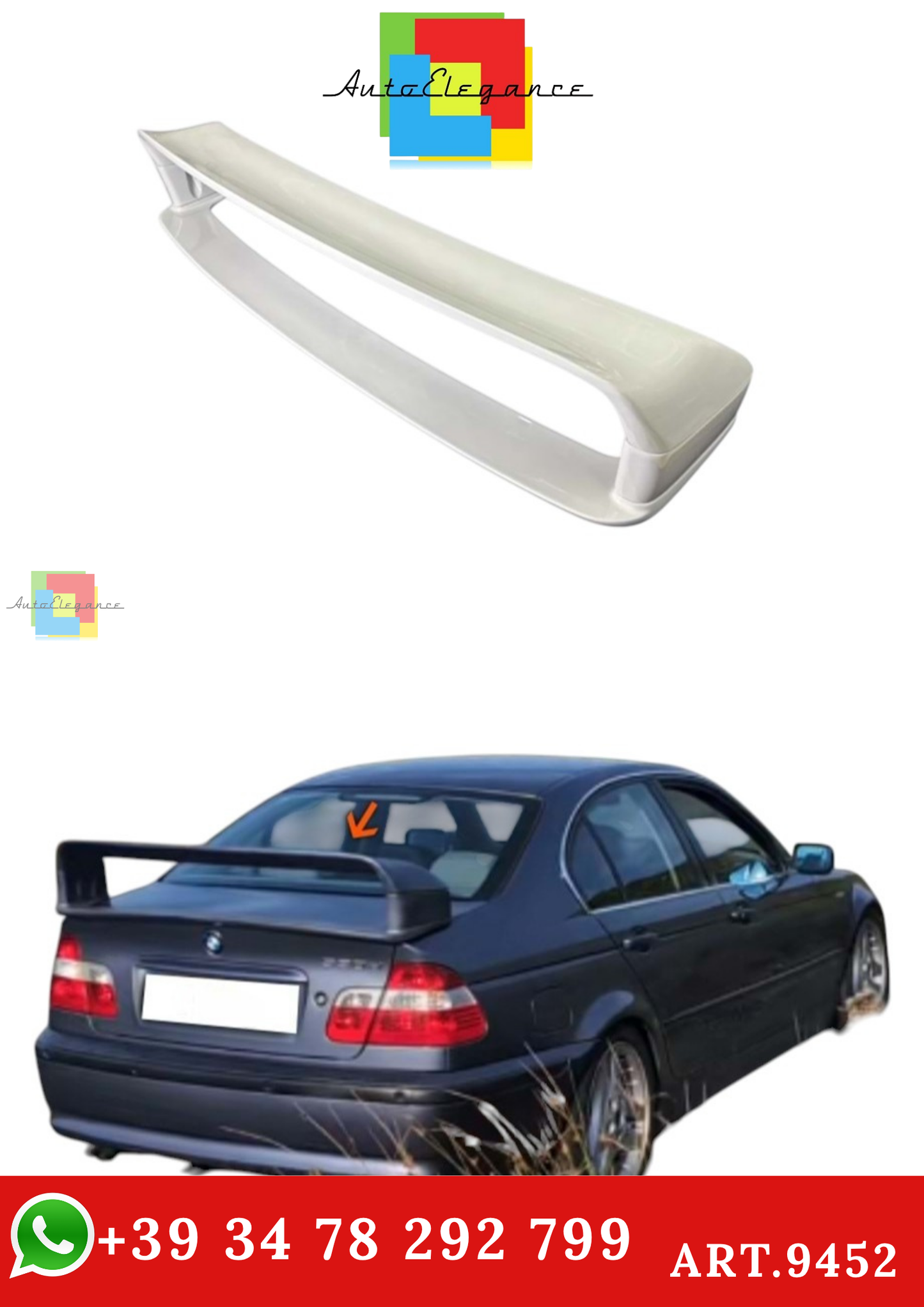 🔥ART.9452 SPOILER POSTERIORE PER BMW 3 E46 LTW in ABS GREZZO / 1990-2000🔥