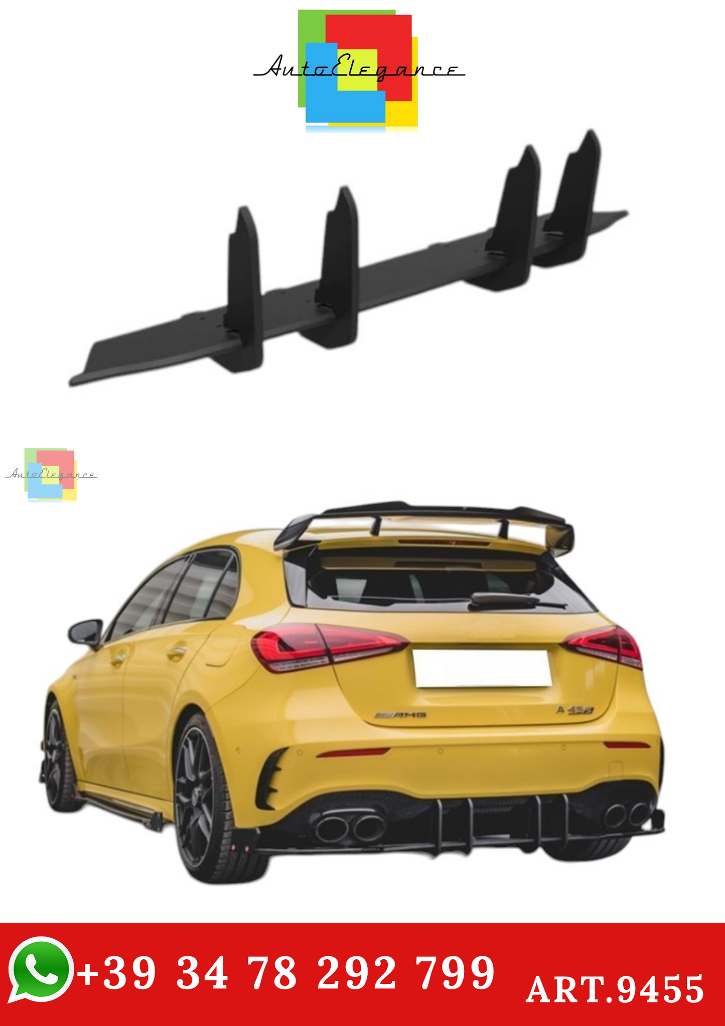 🔥ART.9455 SPLITTER POSTERIORE MERCEDES W177 MAX IN ABS NERO LUCIDO / 2019 +🔥