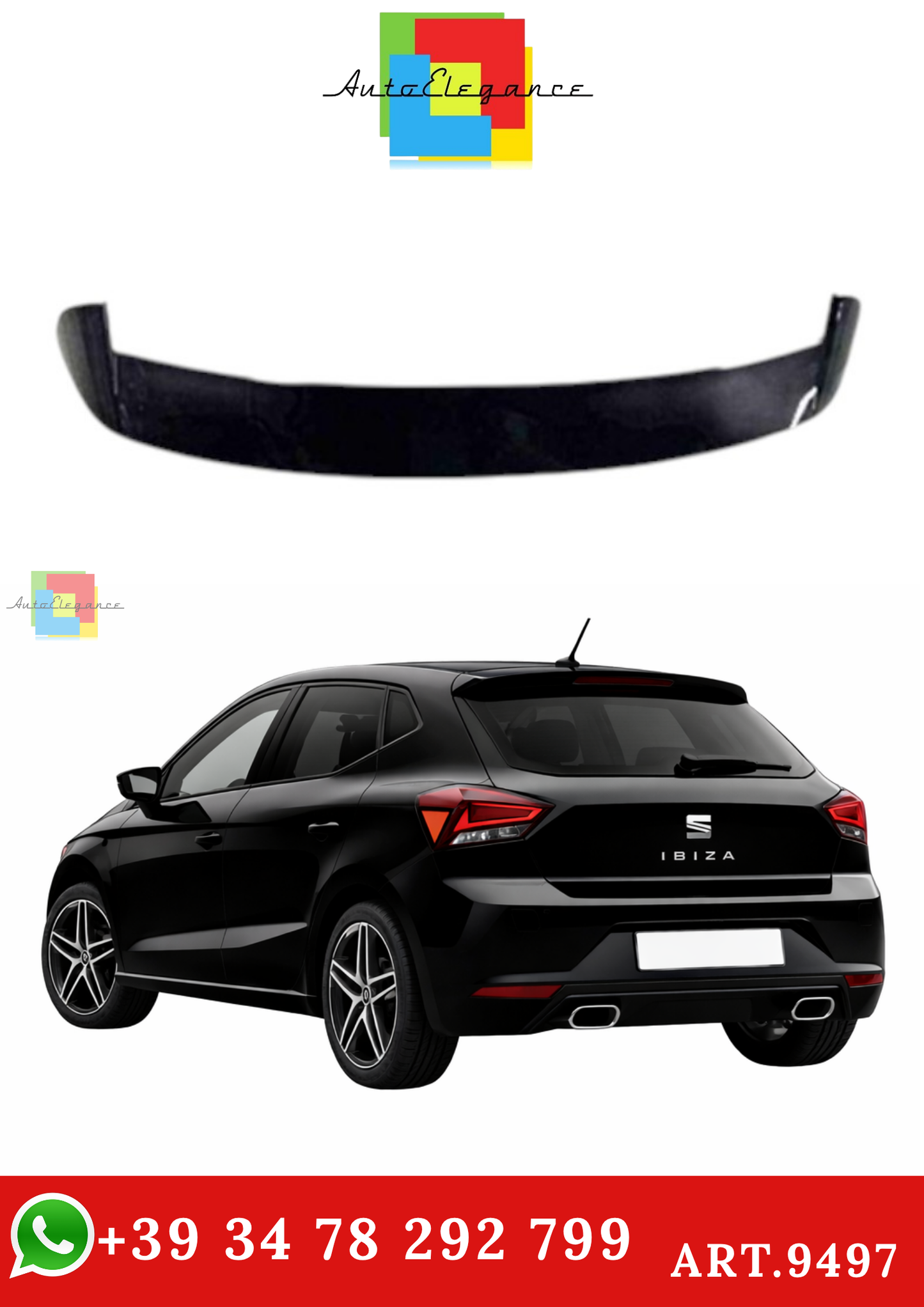 🔥ART.9497 SPOILER AERODINAMICO PER IBIZA Mk5 IN ABS NERO LUCIDO 2017-2020🔥