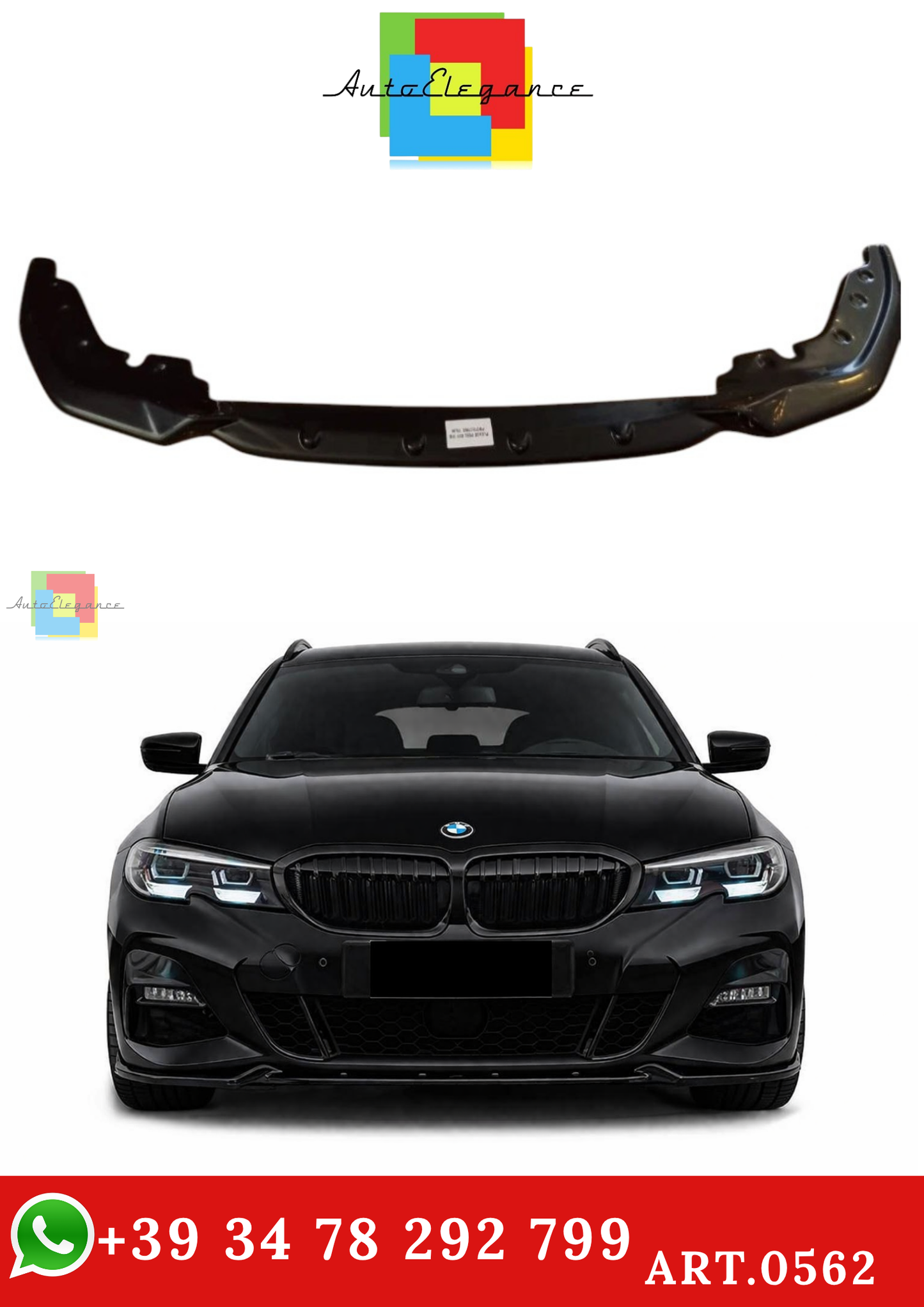 🔥ART.0562 SPLITTER PER BMW 3 G20 G21 MSPORT 2018-2022 NERO LUCIDO LOOK SPORT🔥