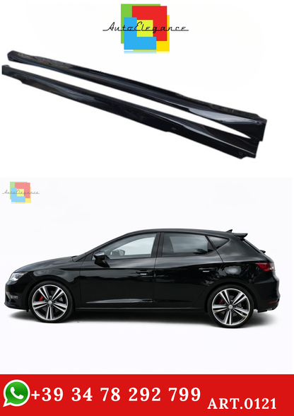 🔥ART.0121 MINIGONNE LATERALI SOTTO PORTA SEAT LEON 5F 12-19 ABS NERO LUCIDO🔥