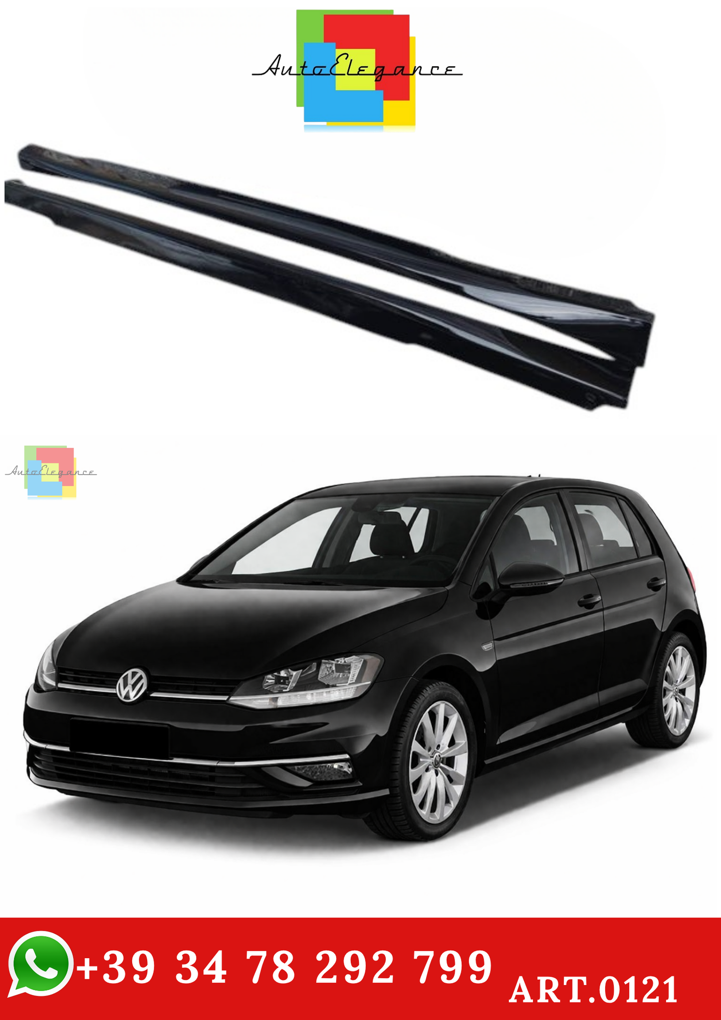 🔥ART.0121 MINIGONNE LATERALI VW GOLF 7 VII 2012-2019 ABS NERO LUCIDO🔥