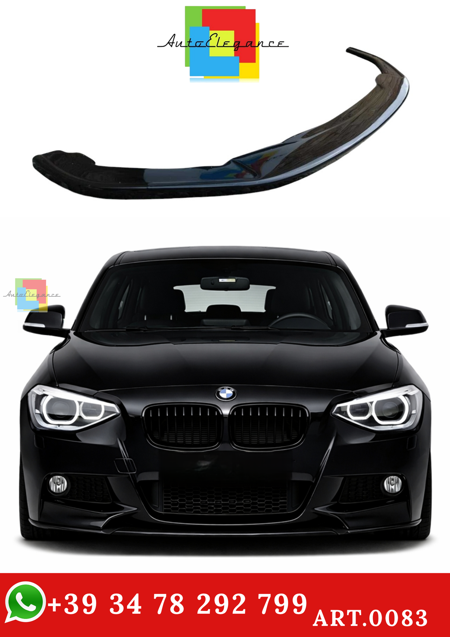 🔥ART.0083 SPLITTER PERFORMANCE STYLE F20 M IN PLASTICA NERO LUCIDO 2011-2014🔥