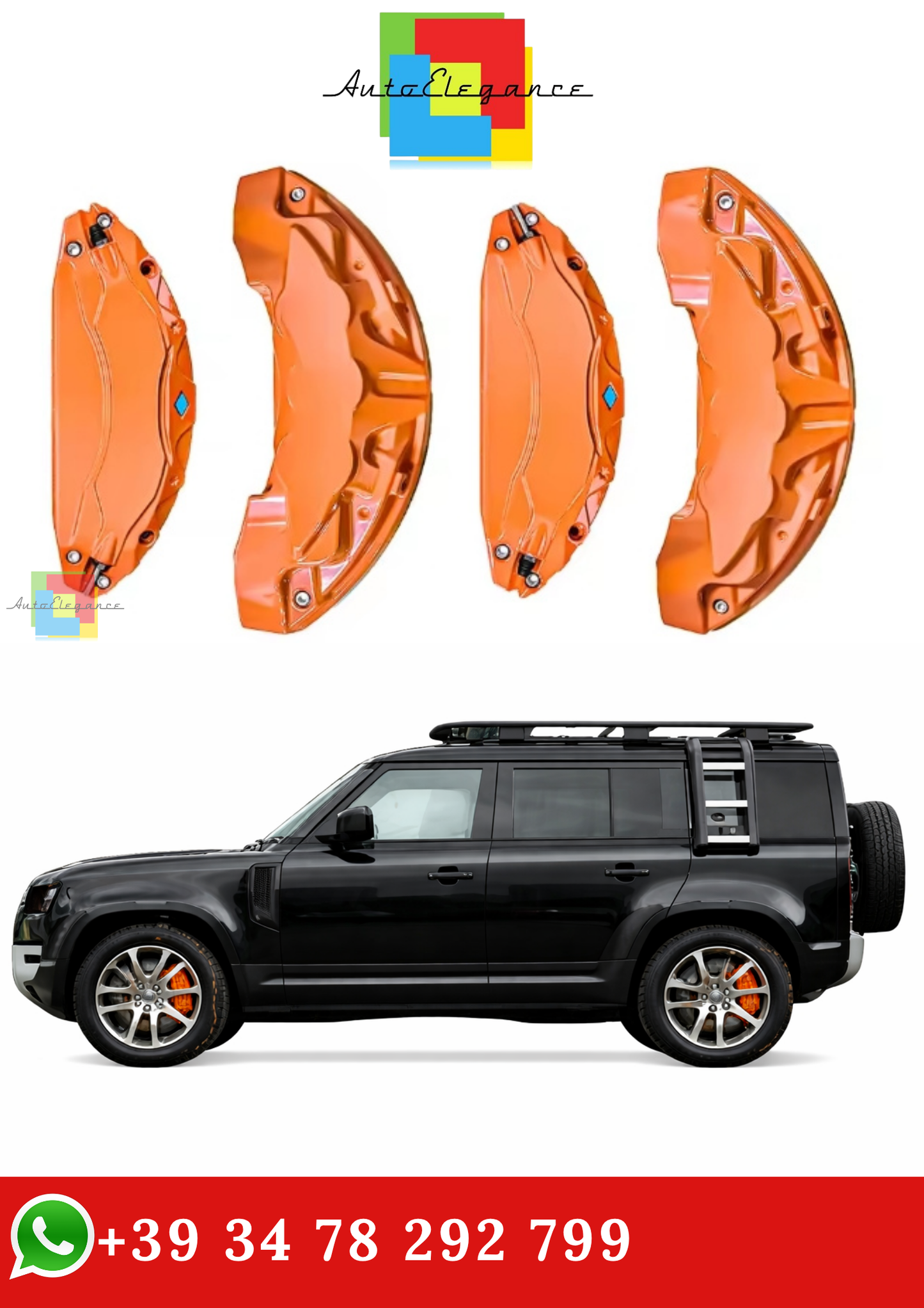 🔥COPRI PINZE FRENO IN ALLUMINIO ARANCIONI PER LAND ROVER DEFENDER 2020-2025🔥