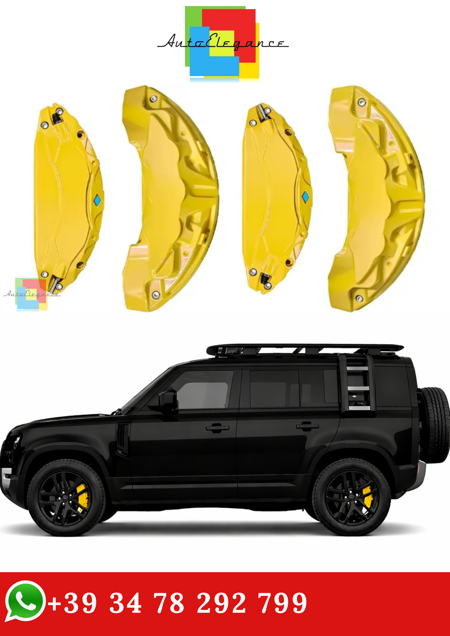 🔥COPRI PINZE FRENO IN ALLUMINIO GIALLO PER LAND ROVER DEFENDER 2020-2025🔥