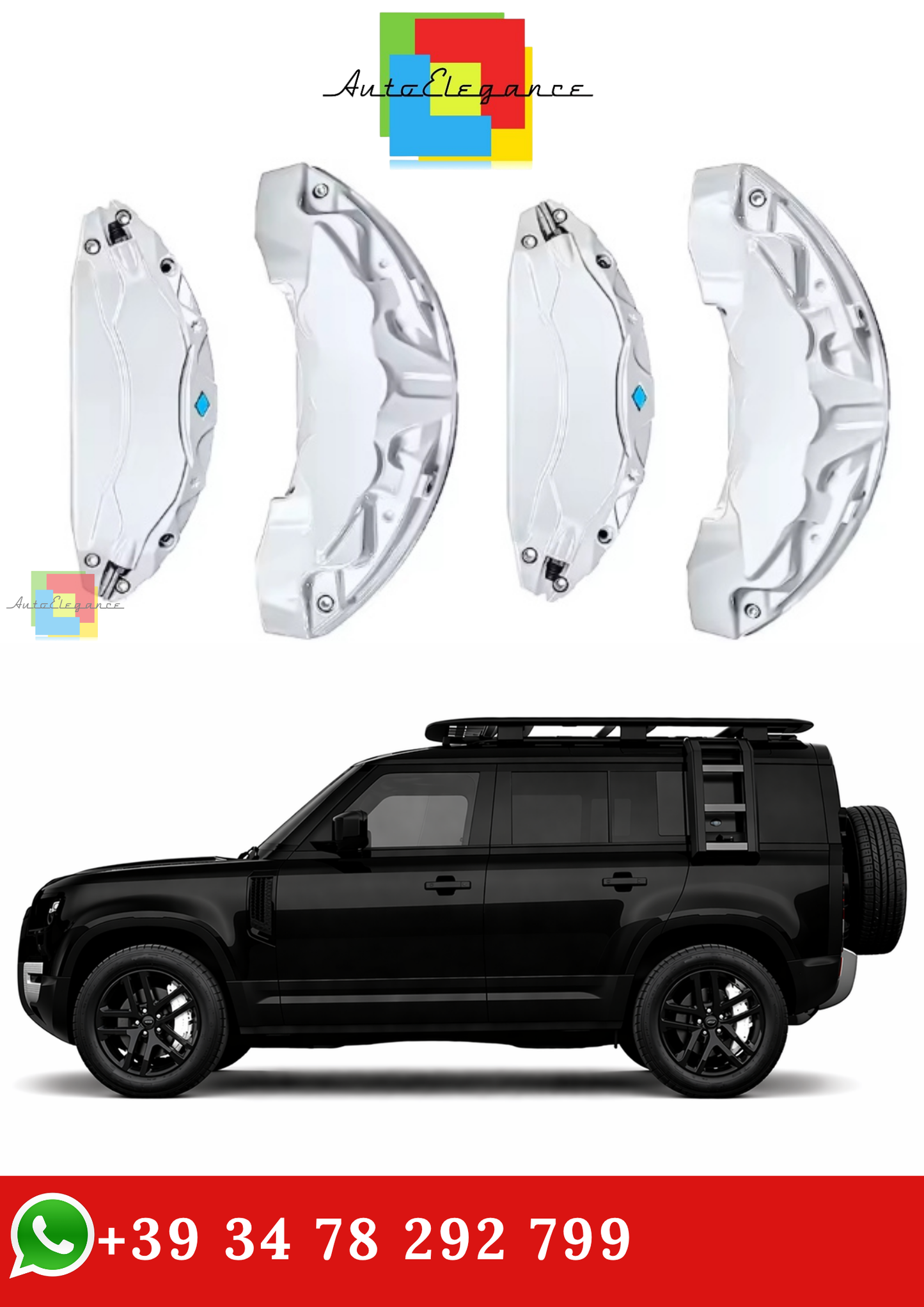 🔥COPRI PINZE FRENO IN ALLUMINIO BIANCO PER LAND ROVER DEFENDER 2020-2025🔥