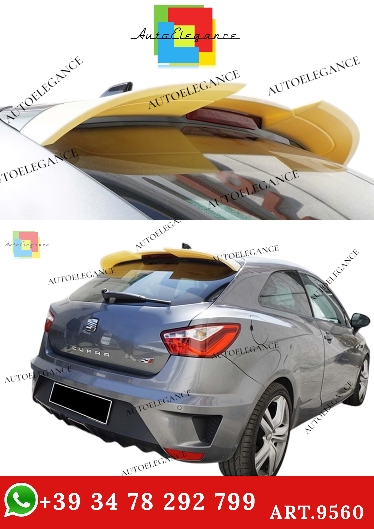 🔥ART.9560 SPOILER TETTO STILE SEAT IBIZA Mk4 IN ABS GREZZO / 2008-2017🔥