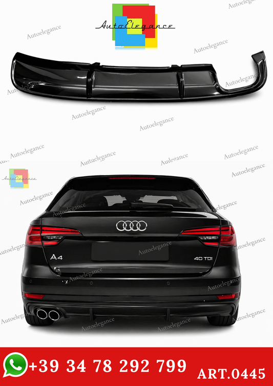 🔥ART.0445 DIFFUSORE POSTERIORE NERO LUCIDO PER AUDI A4 B9 8W 2015–2018 🔥