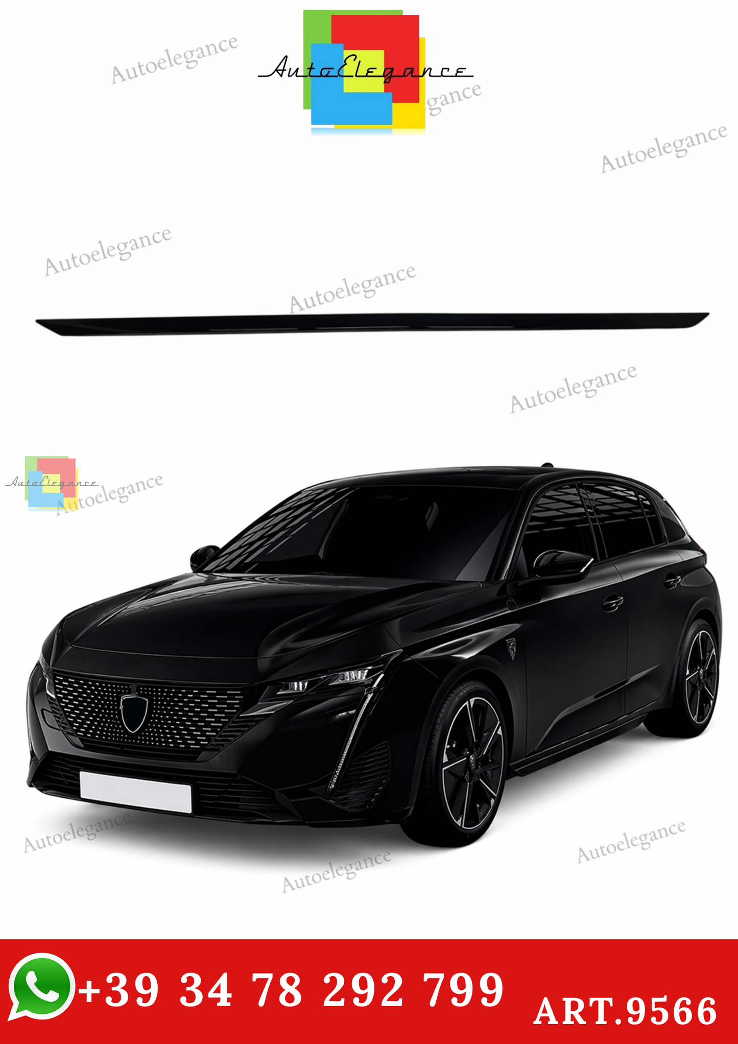 🔥ART.9566 MINIGONNE LATERALI PER PEUGEOT 308 P5 IN ABS NERO LUCIDO / 2021 +🔥
