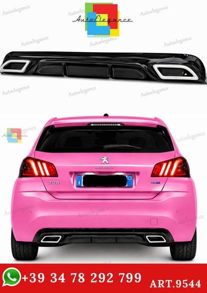 🔥ART.9544 DIFFUSORE PEUGEOT 308 II 5 PORTE 13-21 NERO LUCIDO TERMINALI OVALI🔥