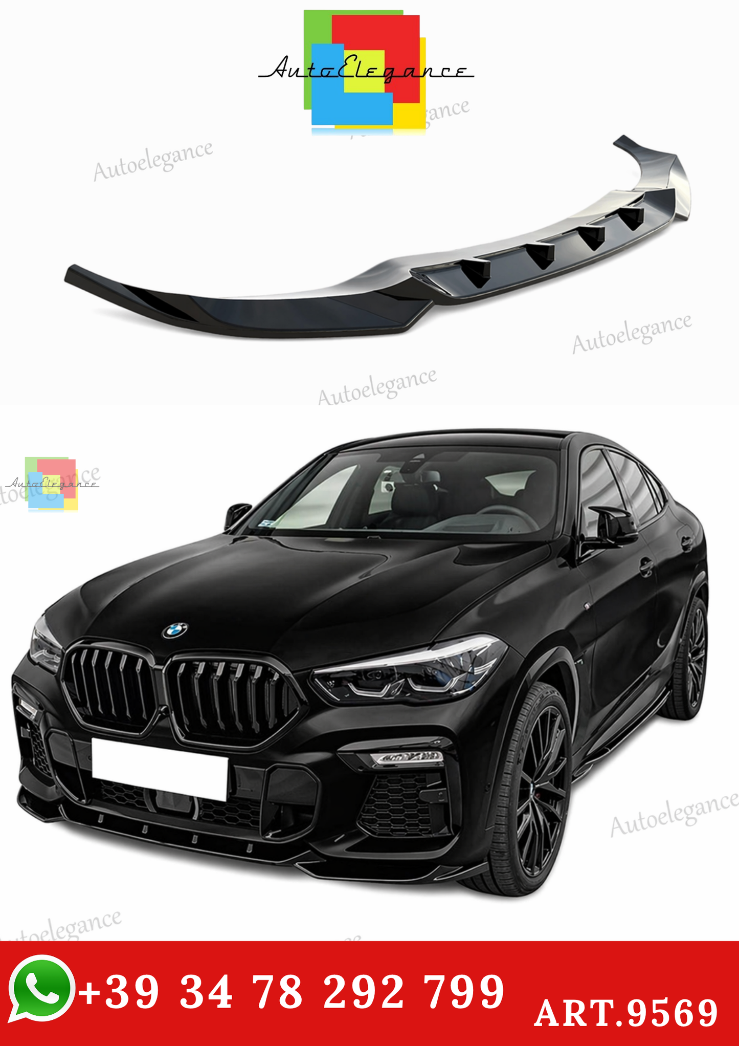 🔥ART.9569 SPLITTER ANTERIORE X6 G06 MAX M IN PLASTICA NERO LUCIDO 2019+ (V1)🔥