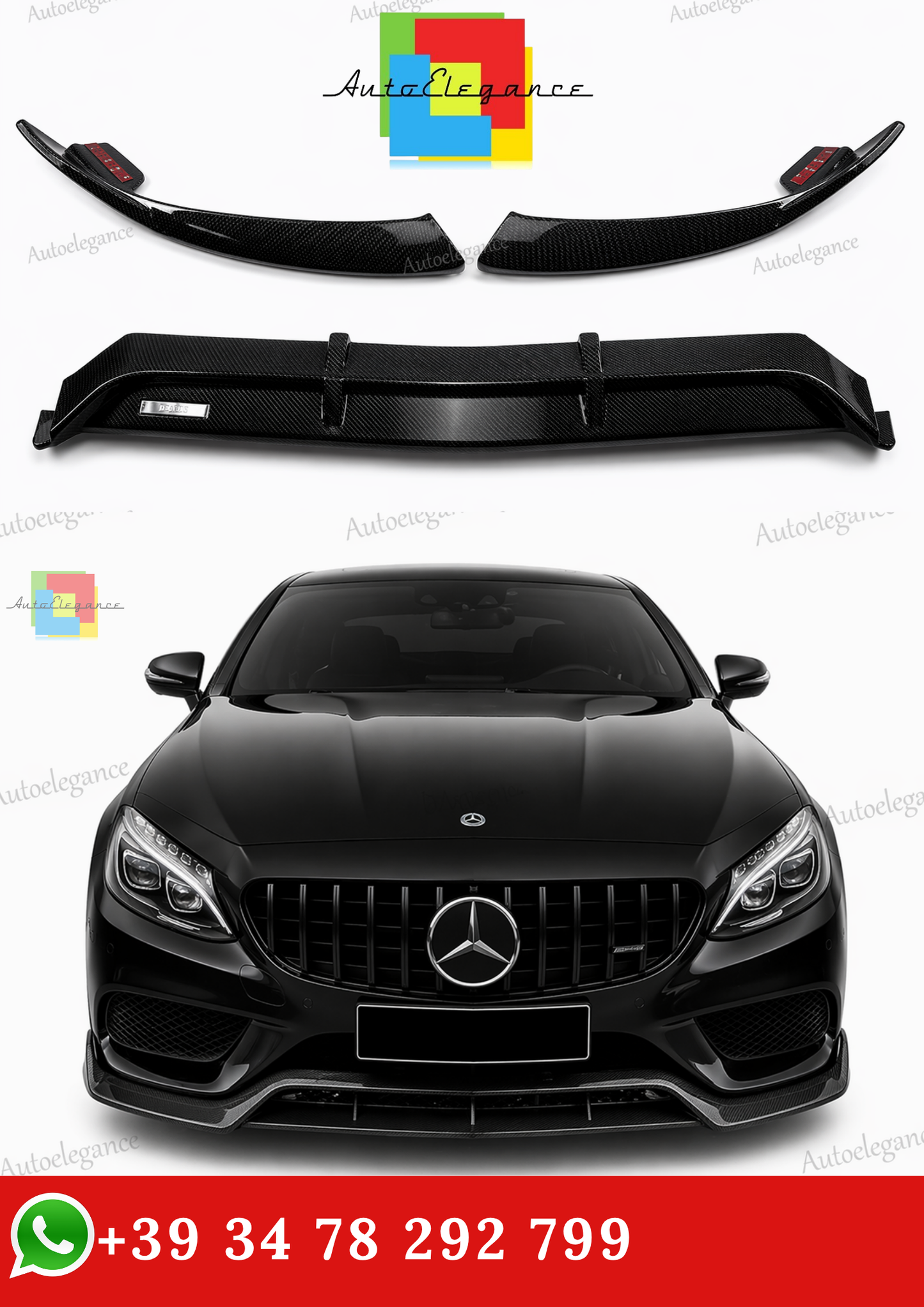 🔥SPLITTER PARAURTI STILLE BRABOS PER MERCEDES C W205 14-22 FIBRA DI CARBONIO🔥