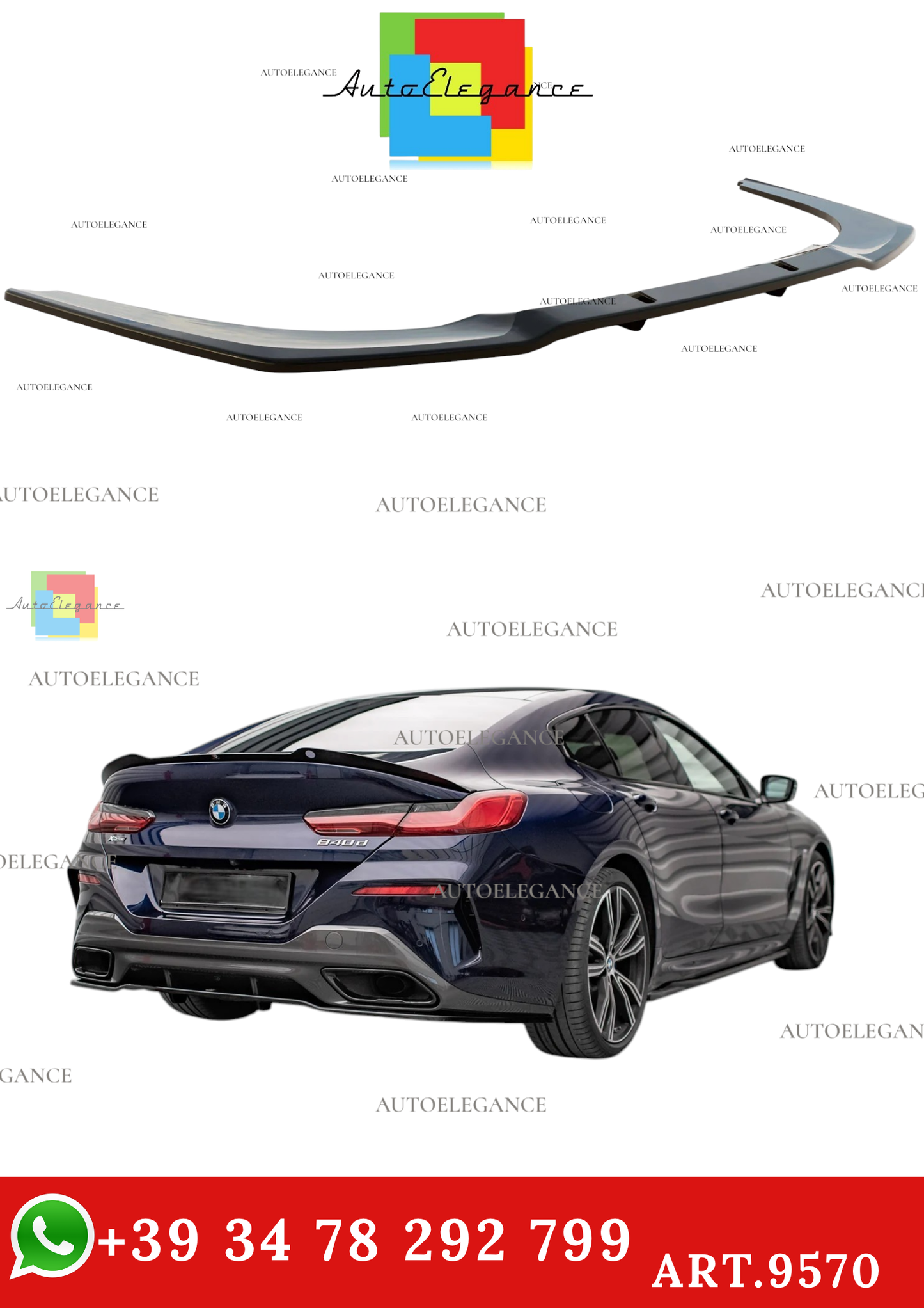 🔥ART.9570 SPLITTER POSTERIORE ADATTO PER BMW SERIE 8 GRAN COUPE M-PACK G16🔥