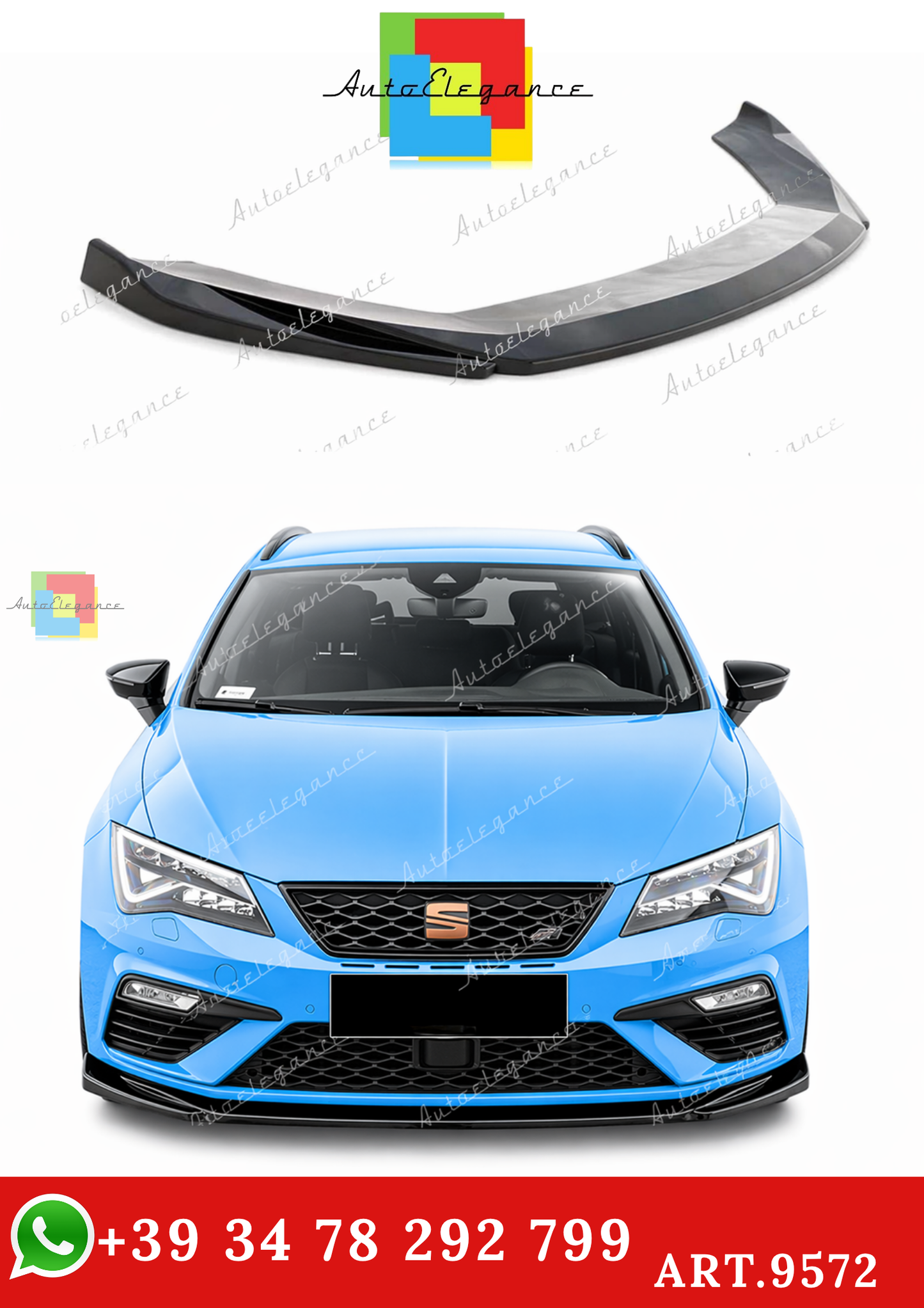 🔥ART.9572 SPLITTER ANTERIORE LEON MK 3.5 FL MAX V5 NERO LUCIDO / 2017-2020🔥