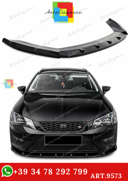🔥ART.9573 SPLITTER ANTERIORE LEON MK 3 MAX V1 IN PLASTICA NERO LUCIDO 12-16🔥