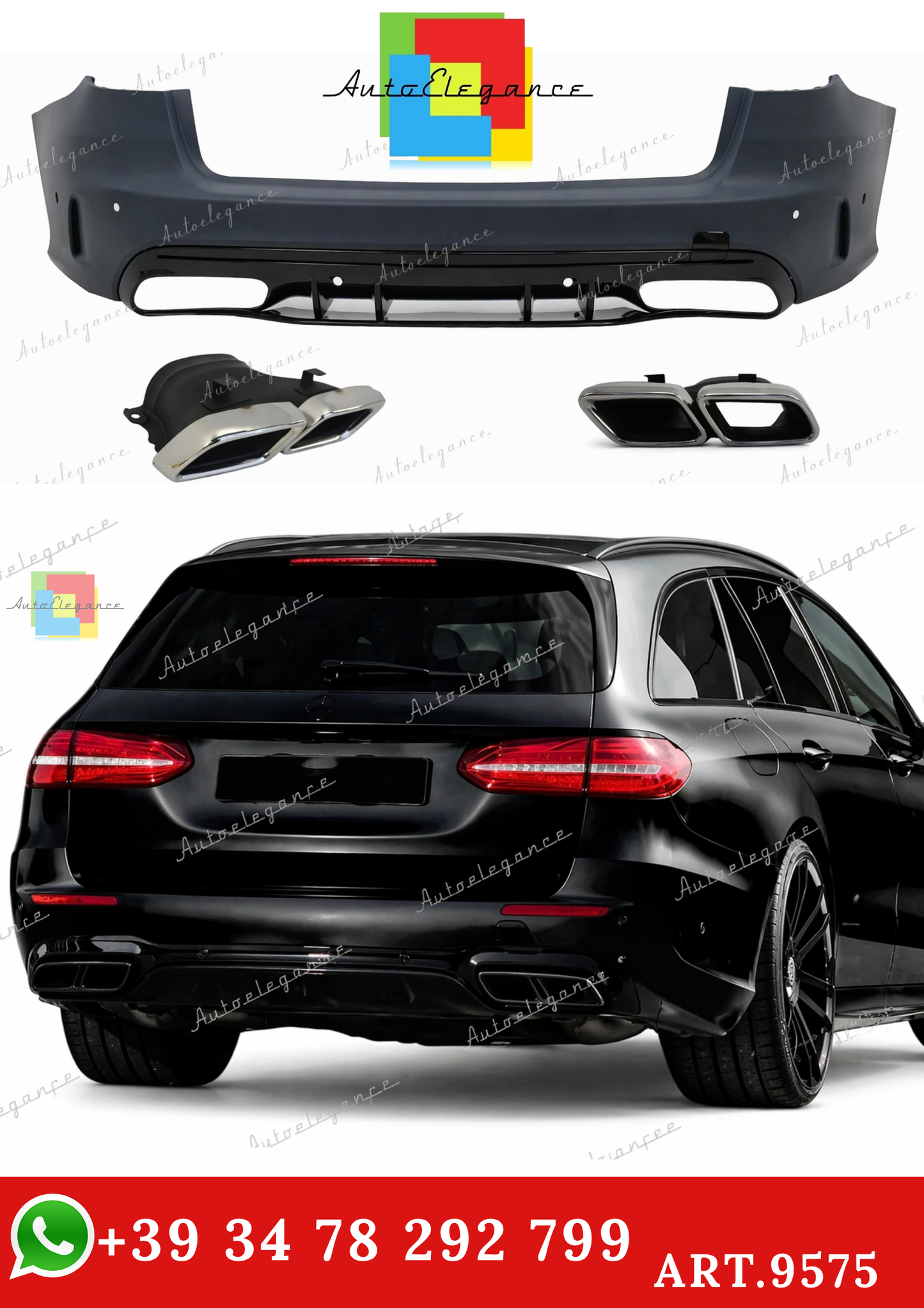 🔥ART.9575 PARAURTI POSTERIORE PER MERCEDES C W205 STATION WAGON 2014-2020🔥