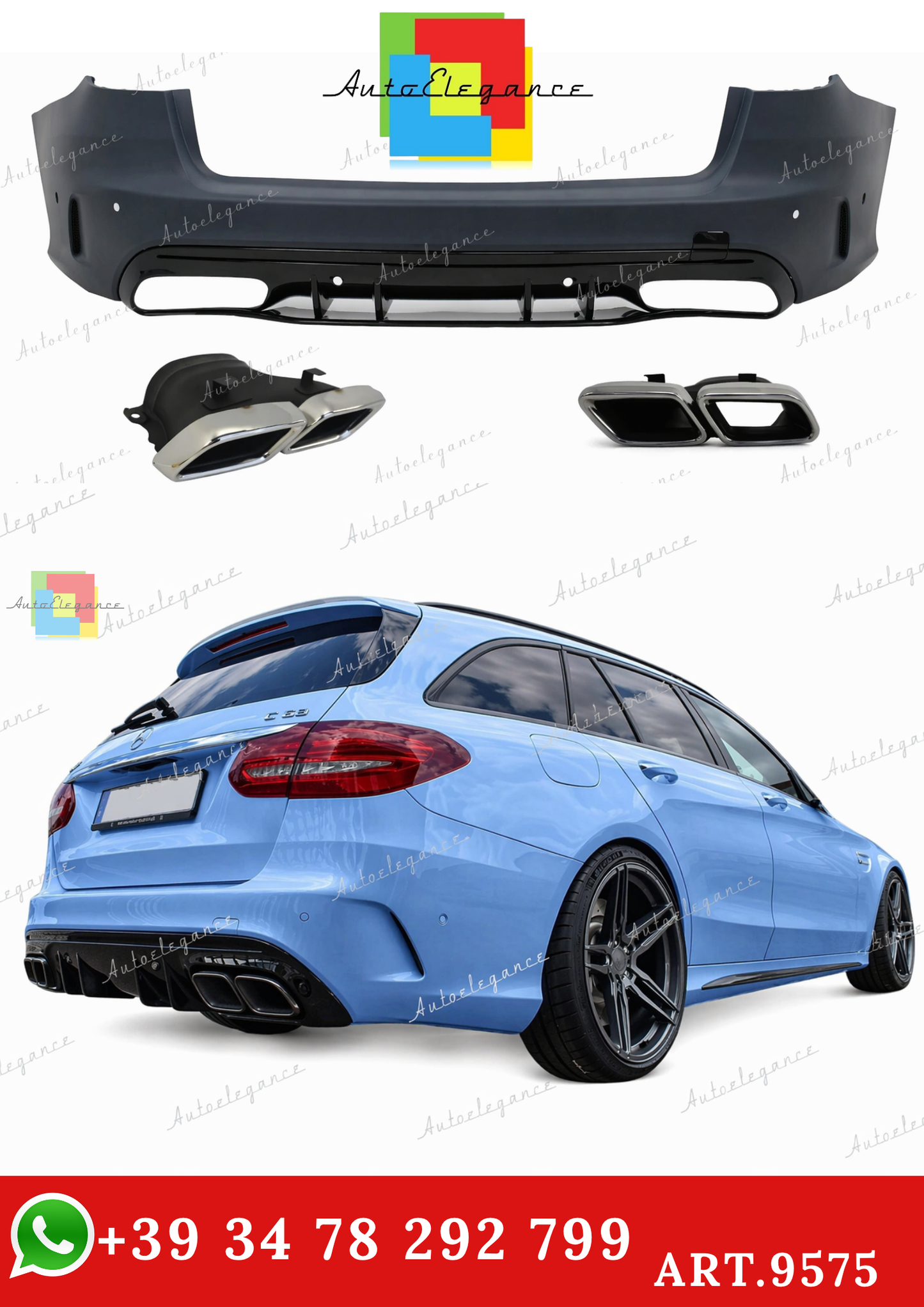 🔥ART.9575 PARAURTI POSTERIORE PER MERCEDES C W205 STATION WAGON 2014-2020🔥