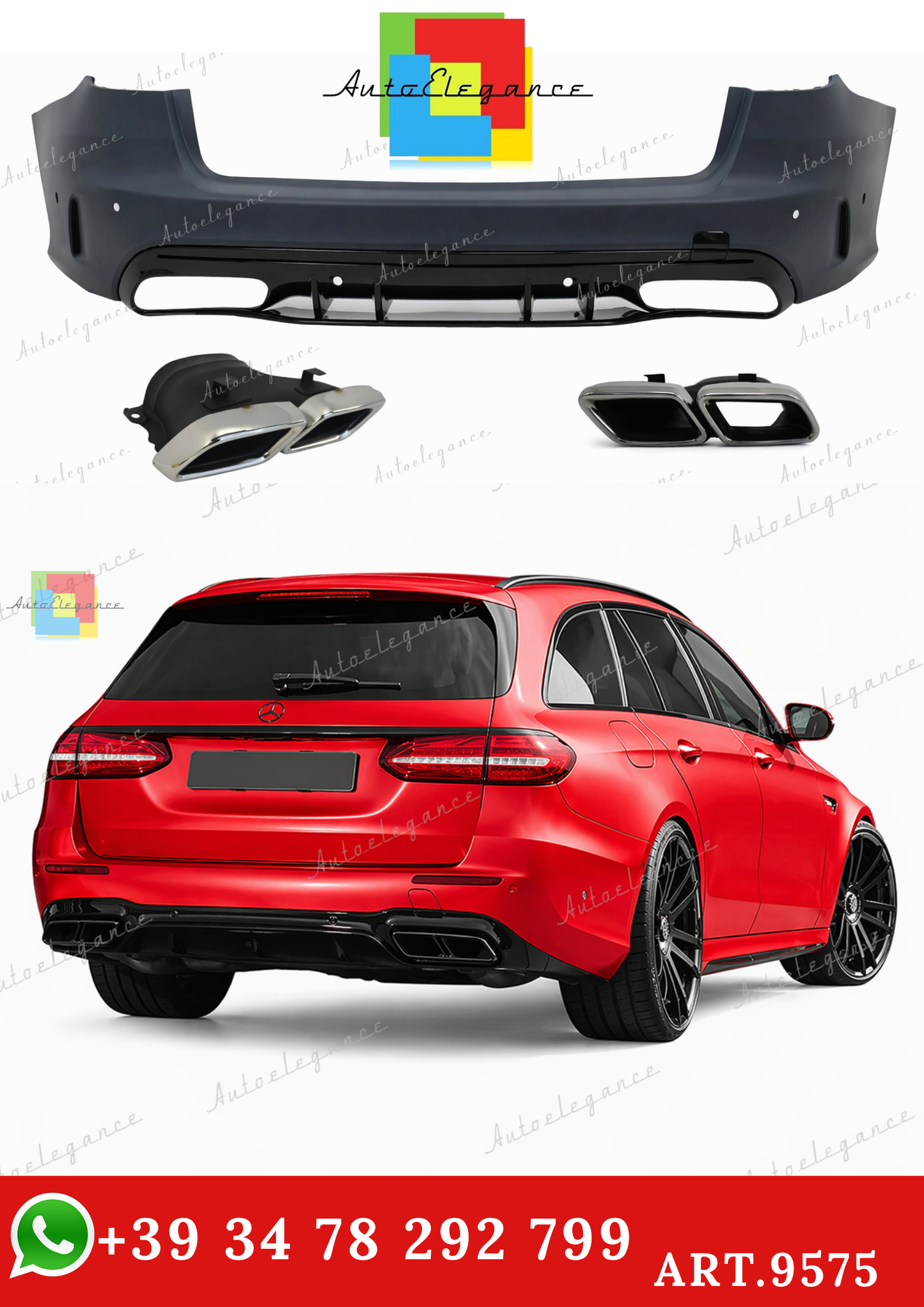 🔥ART.9575 PARAURTI POSTERIORE PER MERCEDES C W205 STATION WAGON 2014-2020🔥