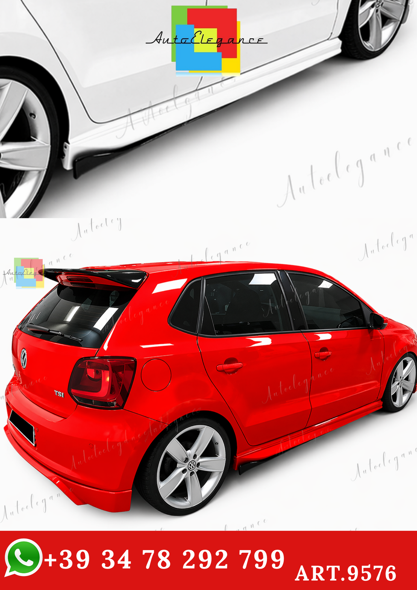🔥ART.9576 MINIGONNE LATERALI IN PLASTICA GREZZO PER POLO Mk5 / 2009-2017🔥