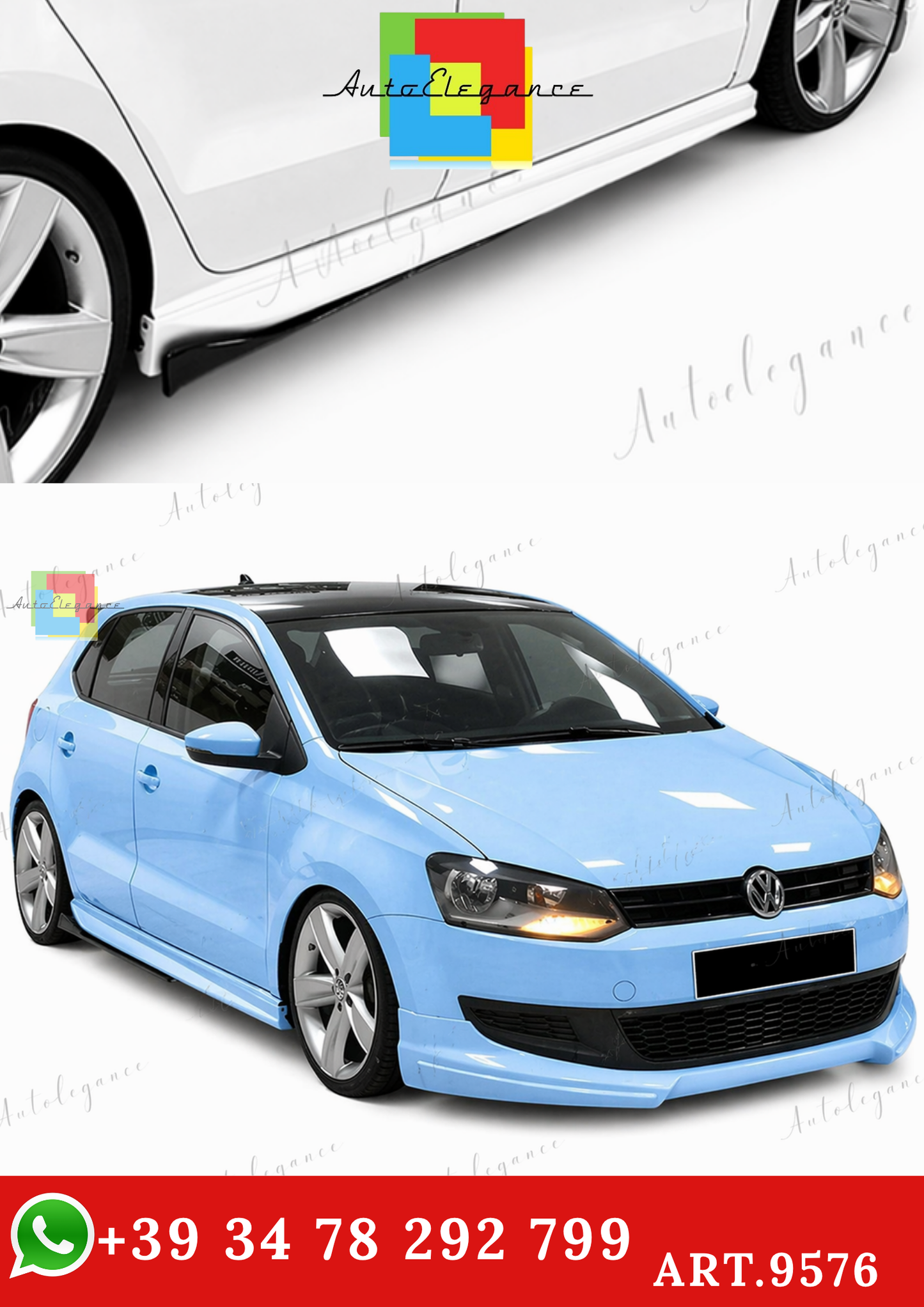 🔥ART.9576 MINIGONNE LATERALI IN PLASTICA GREZZO PER POLO Mk5 / 2009-2017🔥