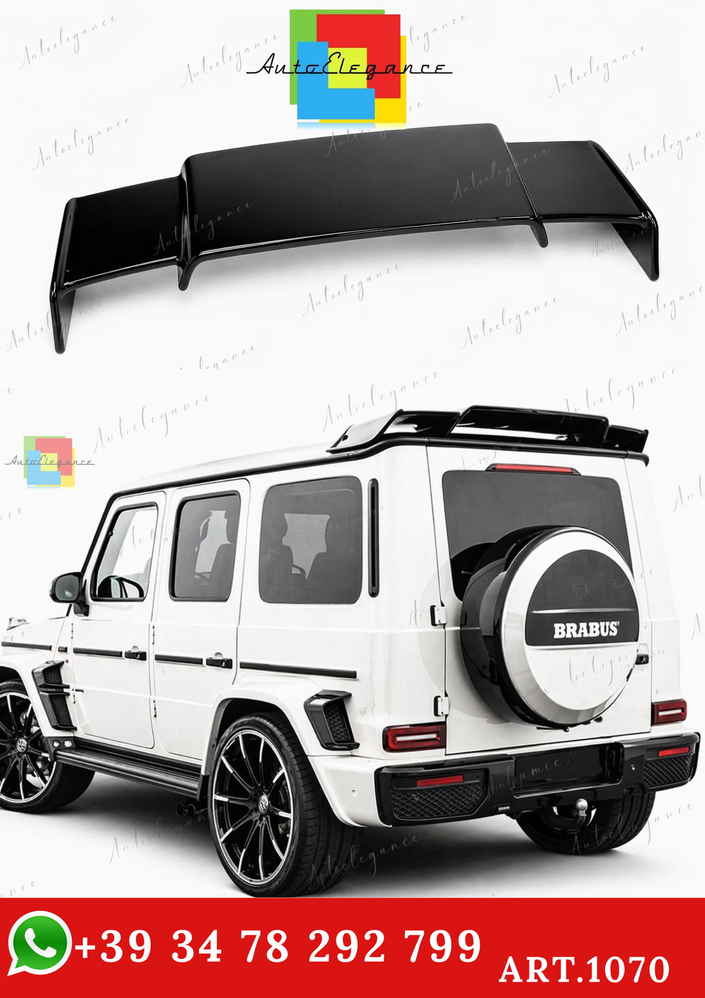 🔥ART.1070 SPOILER PER MERCEDES CLASSE G W463 W464 LOOK BRABUS NERO LUCIDO🔥