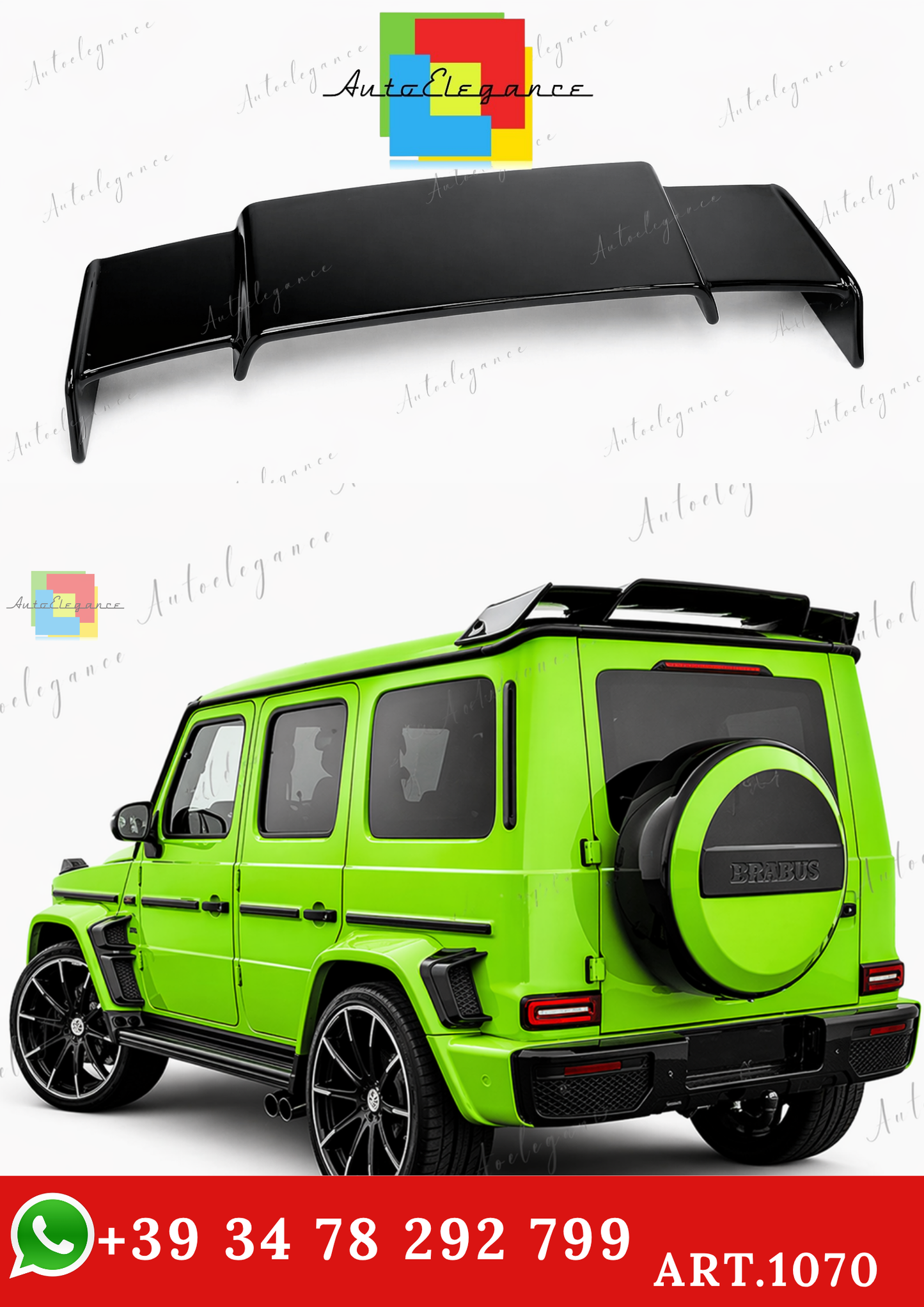 🔥ART.1070 SPOILER PER MERCEDES CLASSE G W463 W464 LOOK BRABUS NERO LUCIDO🔥