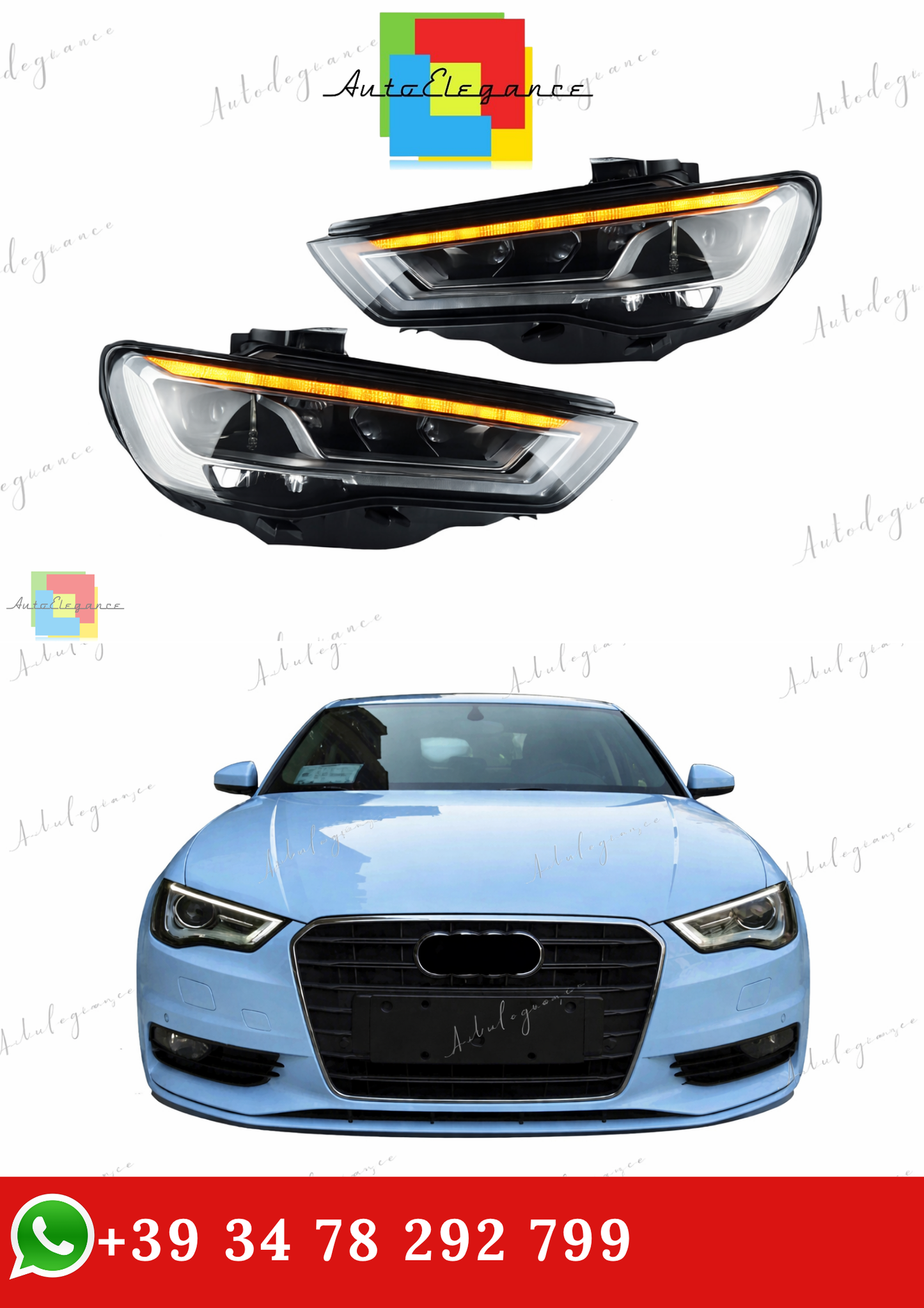 🔥COPPIA FARI PER AUDI A3 8V FULL FULL LED 12-16 LOOK MATRIX PER FARI XENON 🔥