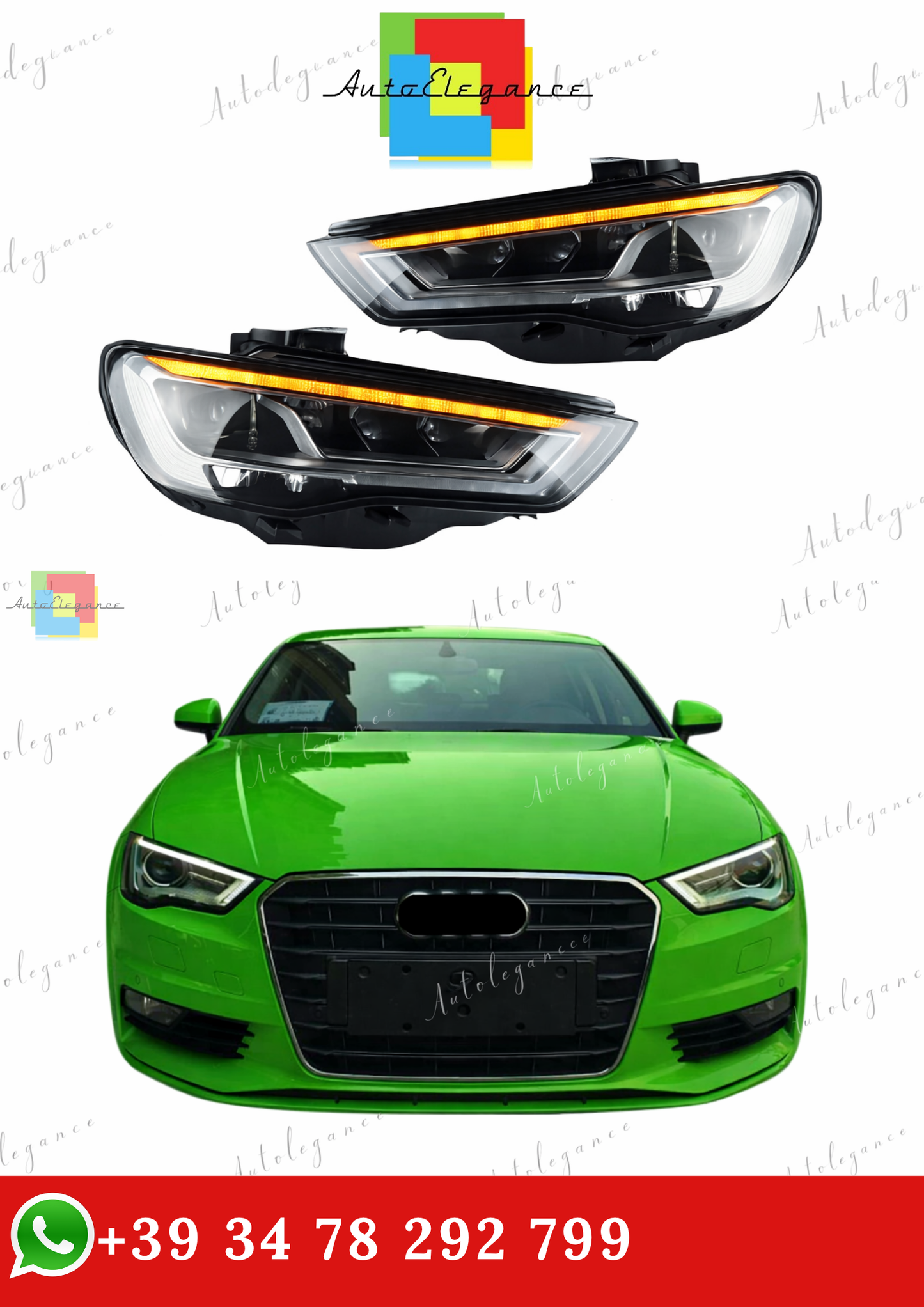 🔥COPPIA FARI A3 8V FULL FULL LED 12-16 LOOK MATRIX PER FARI ALOGENI🔥