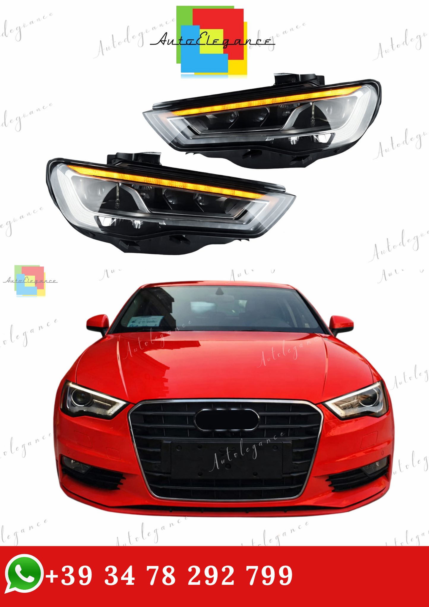🔥COPPIA FARI A3 8V FULL FULL LED 12-16 LOOK MATRIX PER FARI ALOGENI🔥